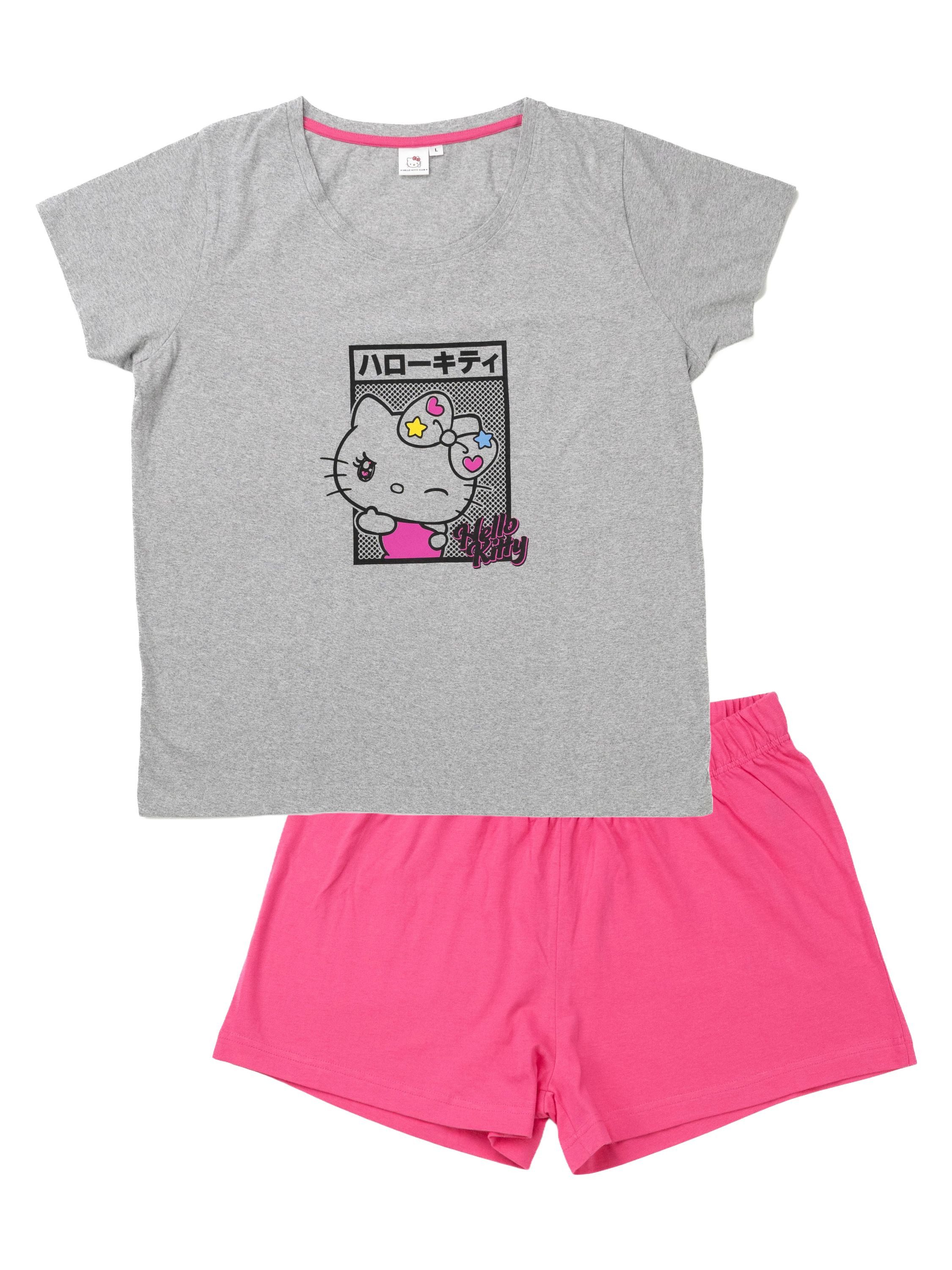 United Labels® Schlafanzug Hello Kitty Schlafanzug Pyjama Set Kurzarm Oberteil mit Shorts