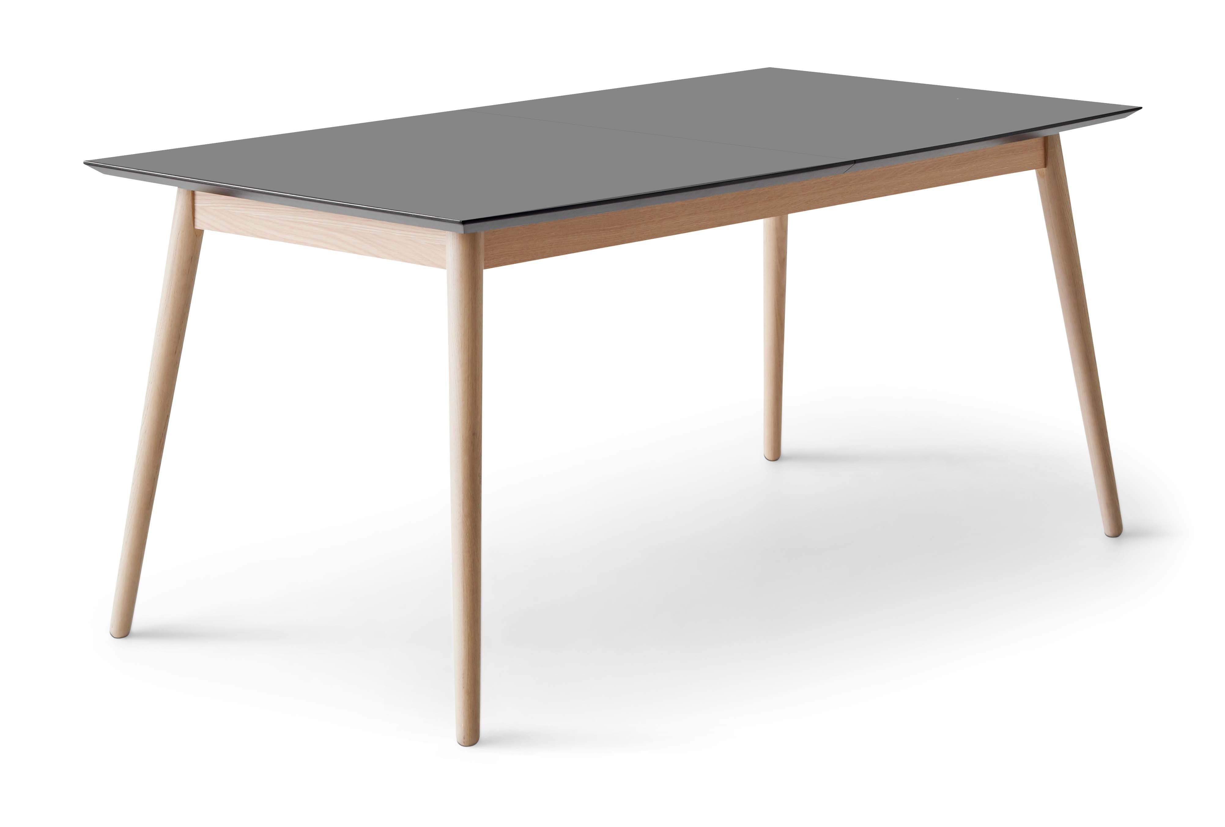 Hammel Furniture Esstisch Meza by Hammel, bootsförmige Tischplatte MDF, Gestell aus Massivholz, 2 Einlegeplatten Graphit | Esstische