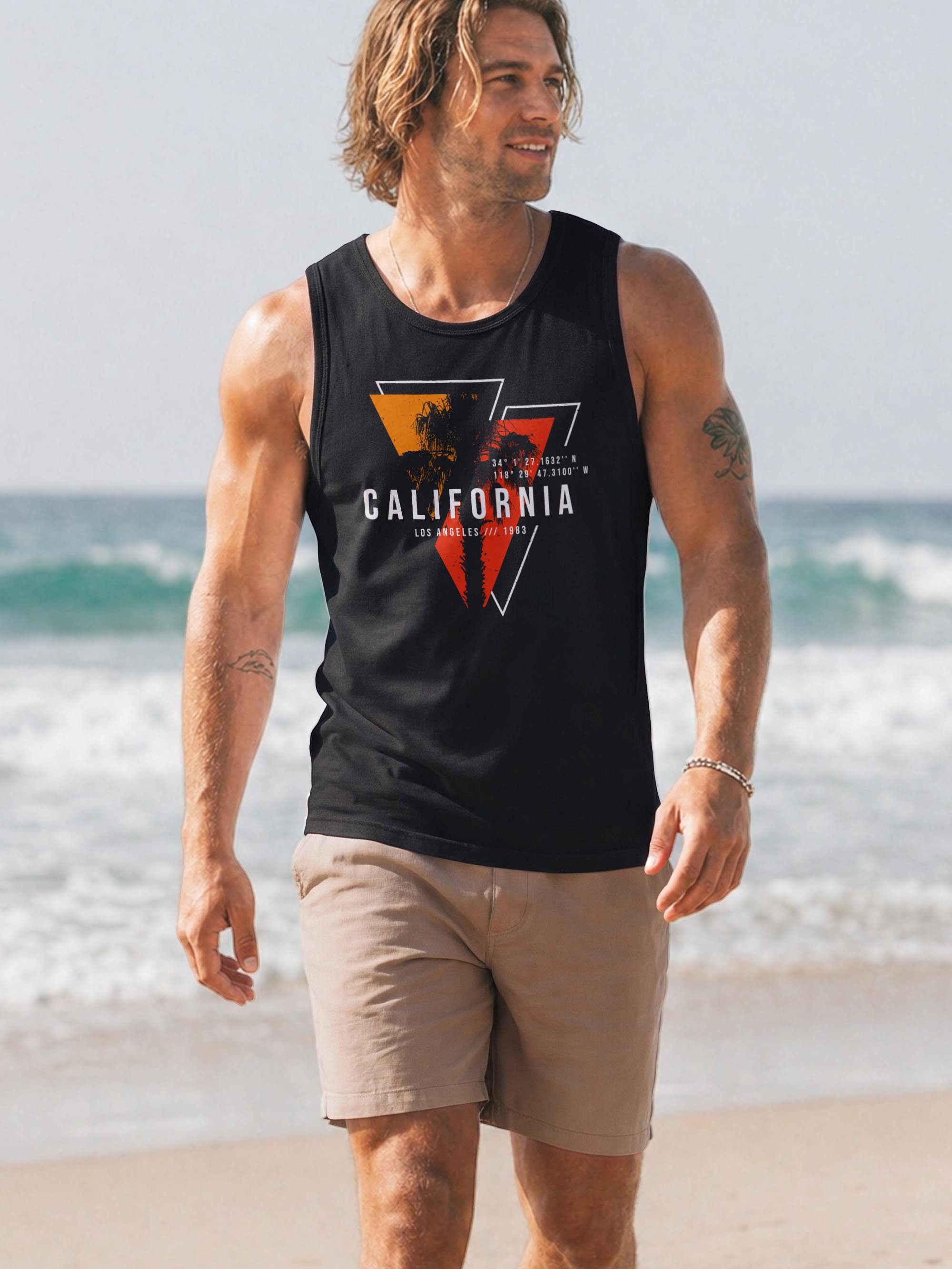 Neverless Tanktop Herren Tank-Top California Los Angeles Surfing Motiv Sommer Fashion mit Print