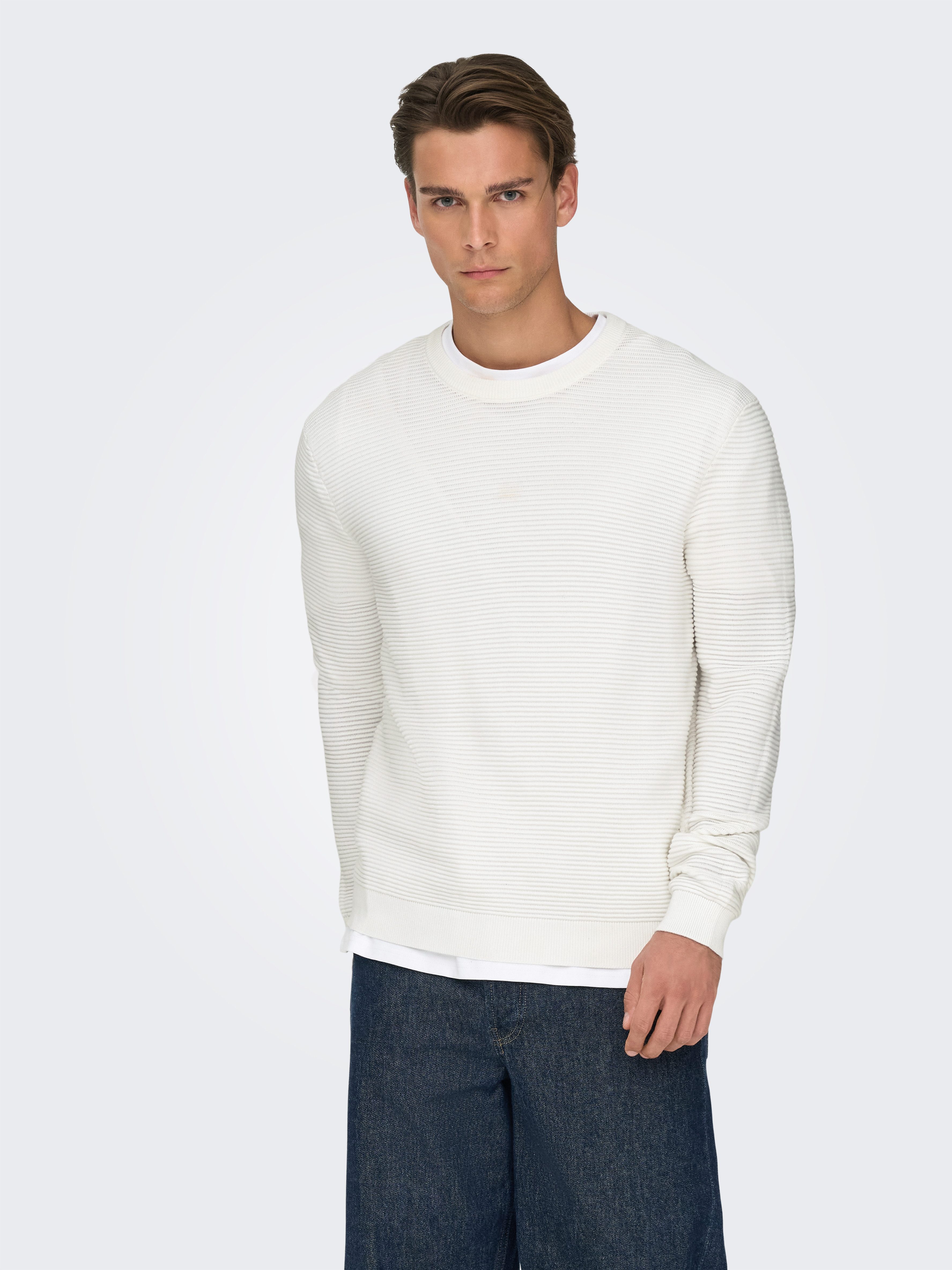 ONLY & SONS Rundhalspullover ONSRON REG LS CREW NECK KNIT NOOS Baumwolle, r günstig online kaufen