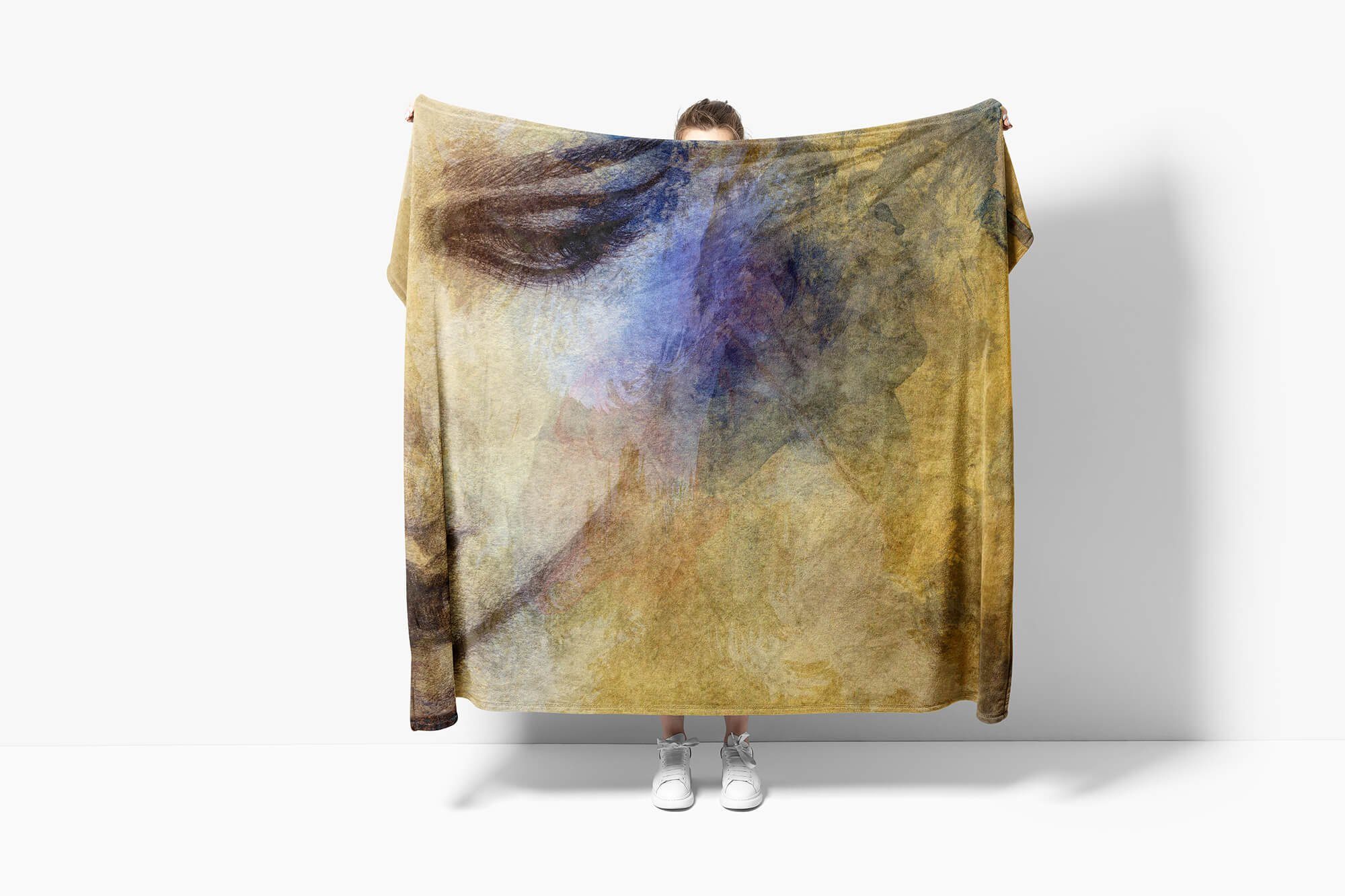 Sinus Art Abs, (1-St), Handtuch Porträt Handtücher Frauen Baumwolle-Polyester-Mix Fotomotiv Strandhandtuch Saunatuch Kuscheldecke Handtuch mit