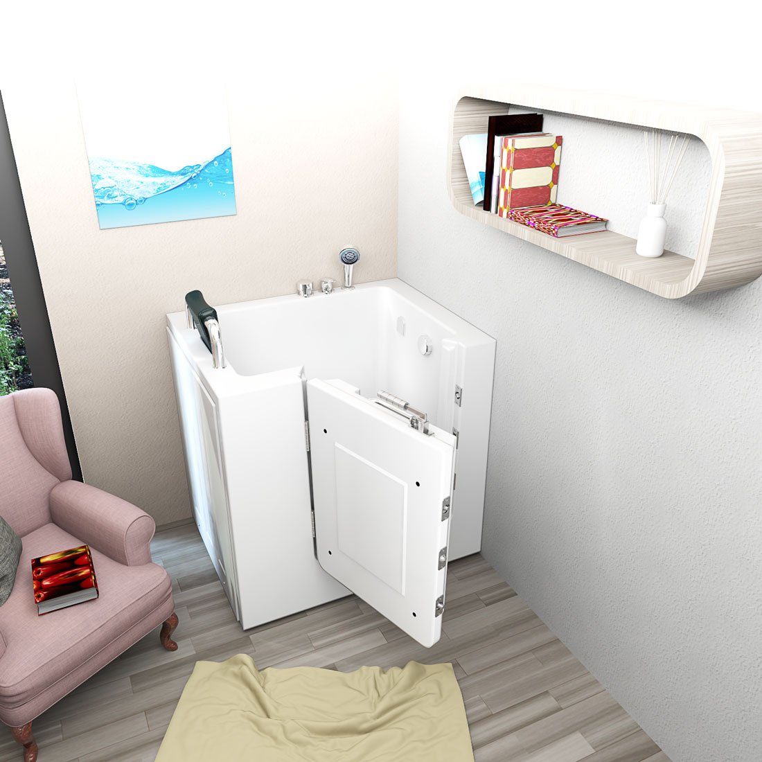 Thumbnail - AcquaVapore Whirlpool-Badewanne Sitzwanne Whirlpool Badewanne mit Tür S02WP-C 100x78cm, (1-tlg)