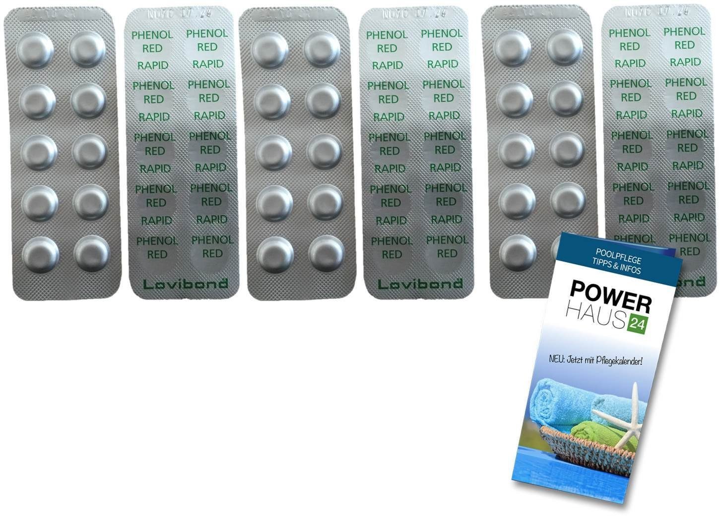 WATER-I.D. Pool-Wassertest Lovibond Rapid - 60 Phenol Rot pH-Wert Tabletten und Pflegefibel