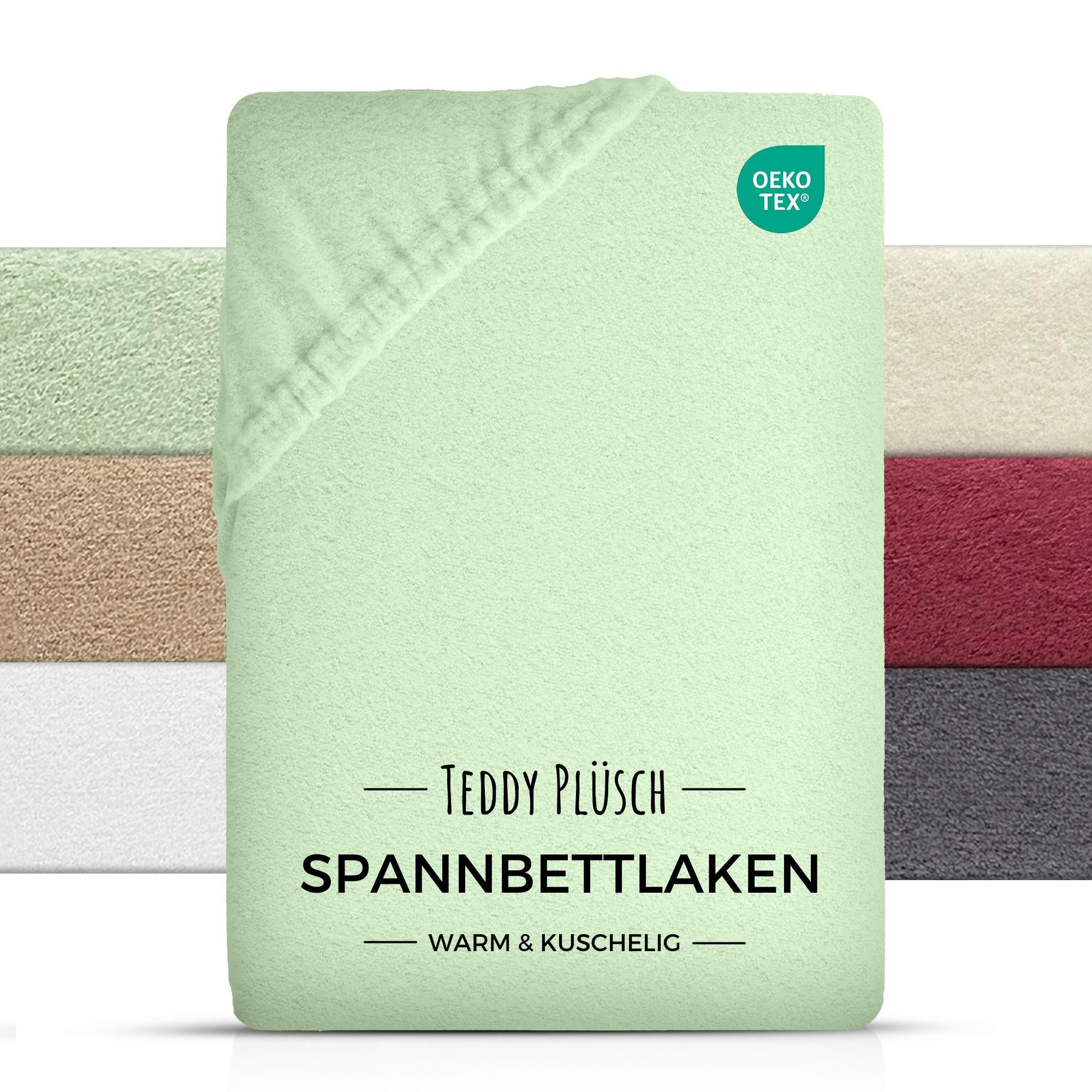 Carpe Sonno Spannbettlaken Teddy Plüsch Winter Bettlaken 90x200 100x200 140x200 180x200 200x200, Fleece, Gummizug: rundum, (1 Stück), Warmes Spannbettlaken 90x200 Kuscheliges Spannbetttuch Grün