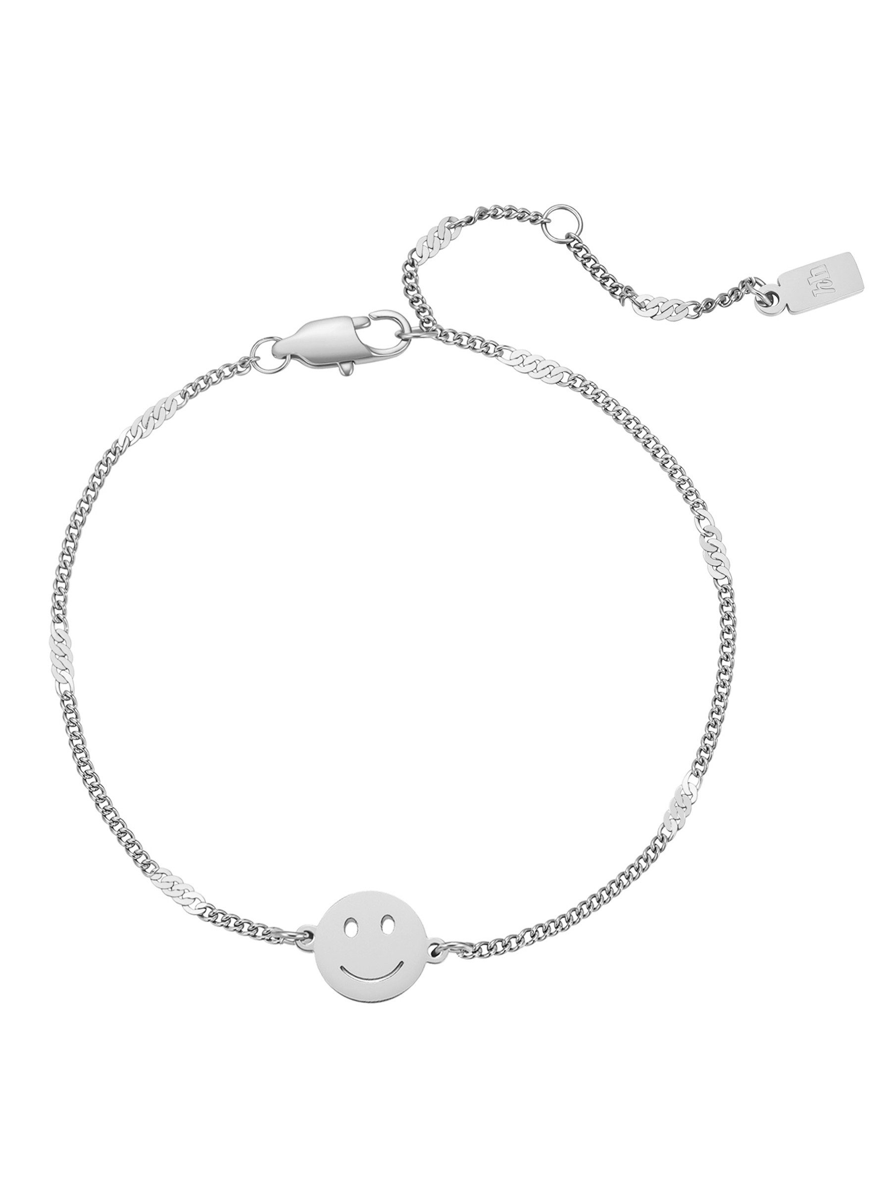 Hey Happiness Charm-Armband Smiley Gesicht Anhänger Armband, Edelstahl Armkette mit Smile Anhänger für Frauen, wasserfest