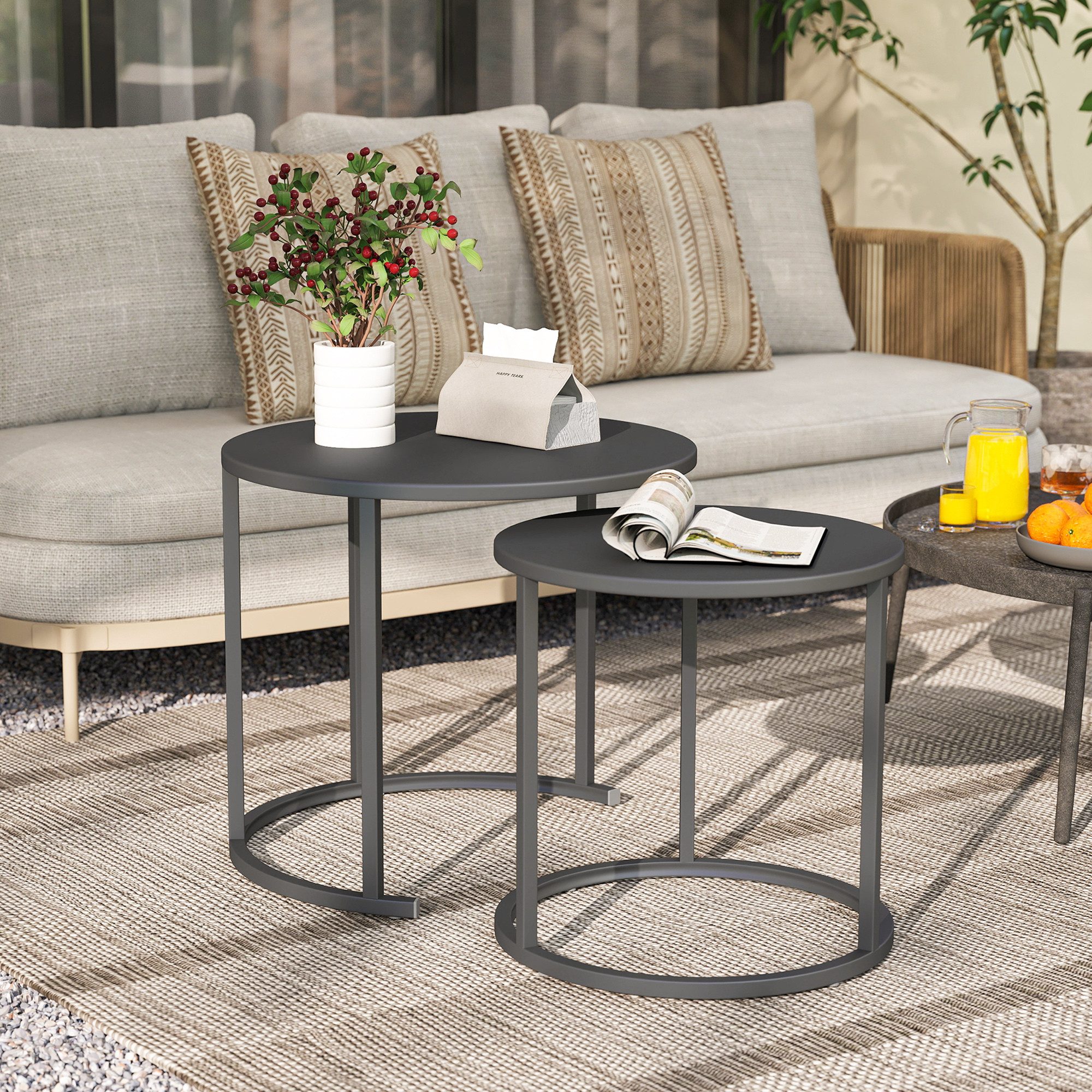 Outsunny Gartentisch aus Stahl, platzsparend (2er günstig online kaufen