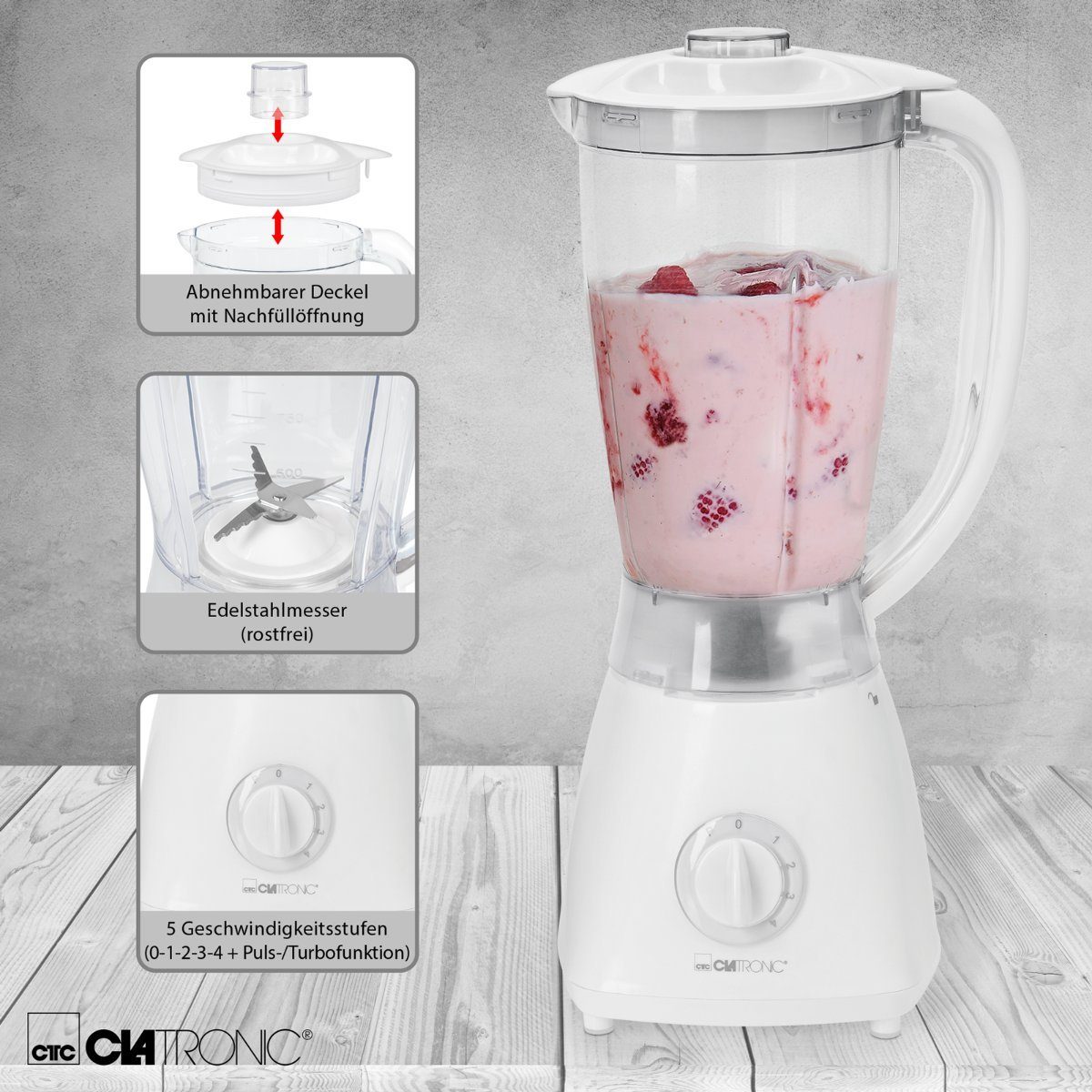 CLATRONIC Standmixer UM 3470, Ice Crusher-Funktion, 500 Watt