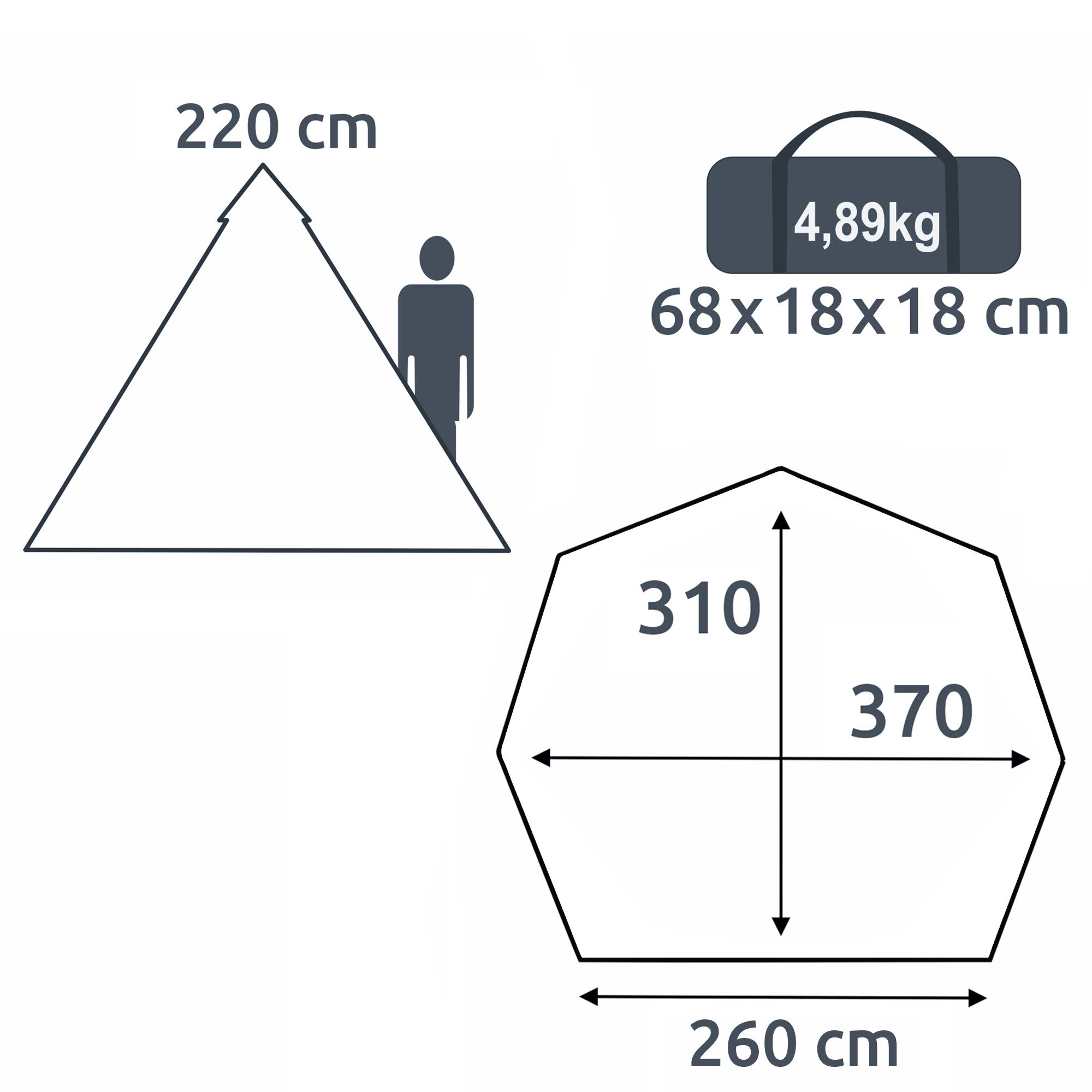 yourGEAR Tipi-Zelt yourGEAR Zelt Lido 370 4 Personen Tipi-Zelt Bodenwanne Stehhöhe, Personen: 4