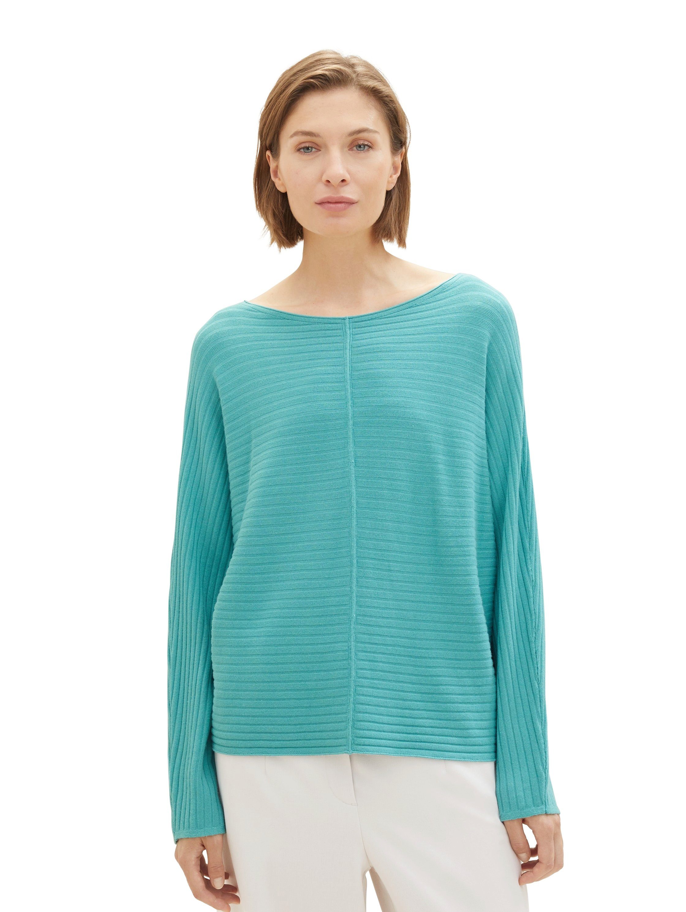 TOM TAILOR Strukturierung mit summer teal Strickpullover