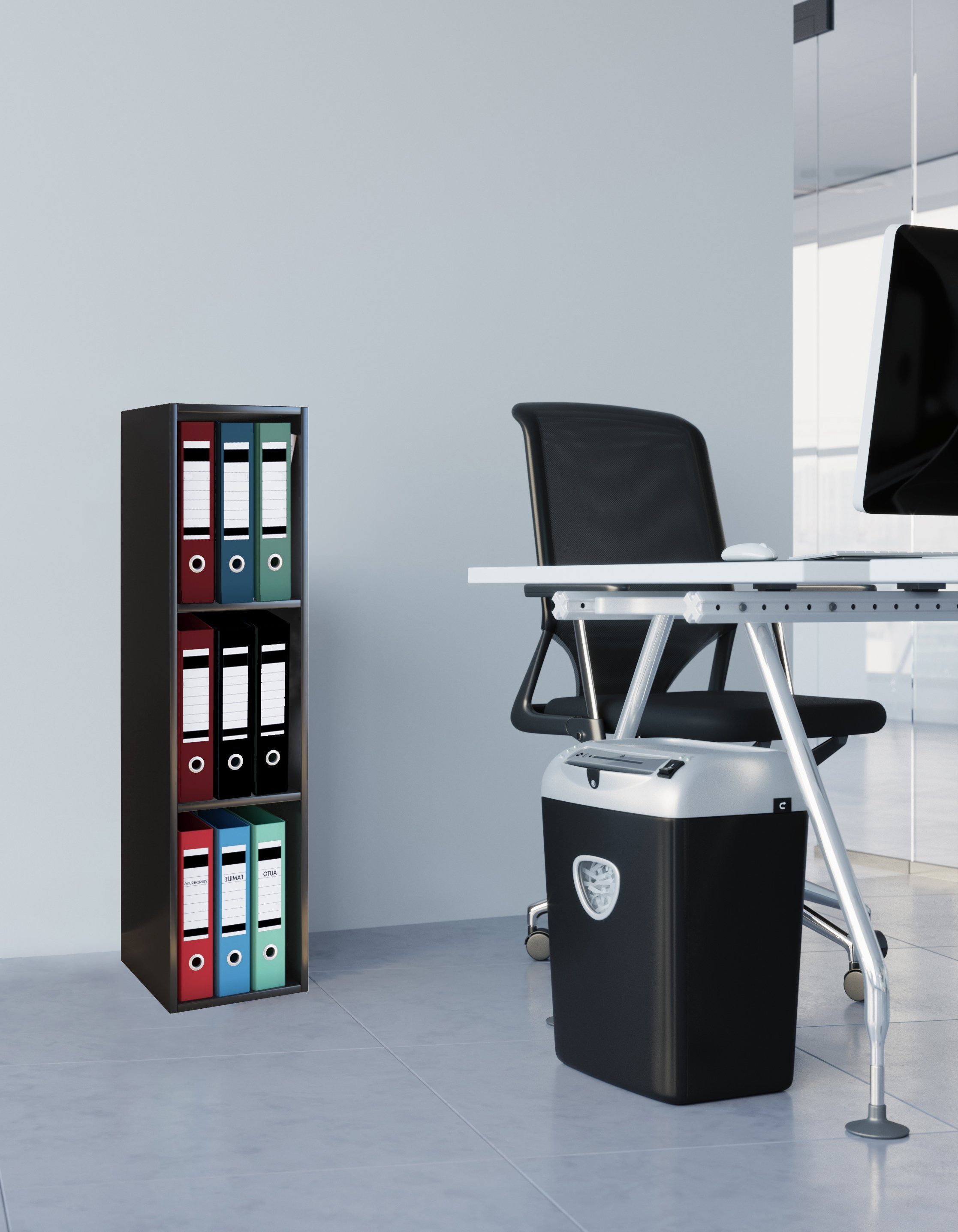 VCM Standregal Offas B. 34 x T. 30 x H. 107 cm, Offener Stauraum für Ordner, Akten und Bücher, 3 Fächer, Holzwerkstoff – Bild 3 von 4
