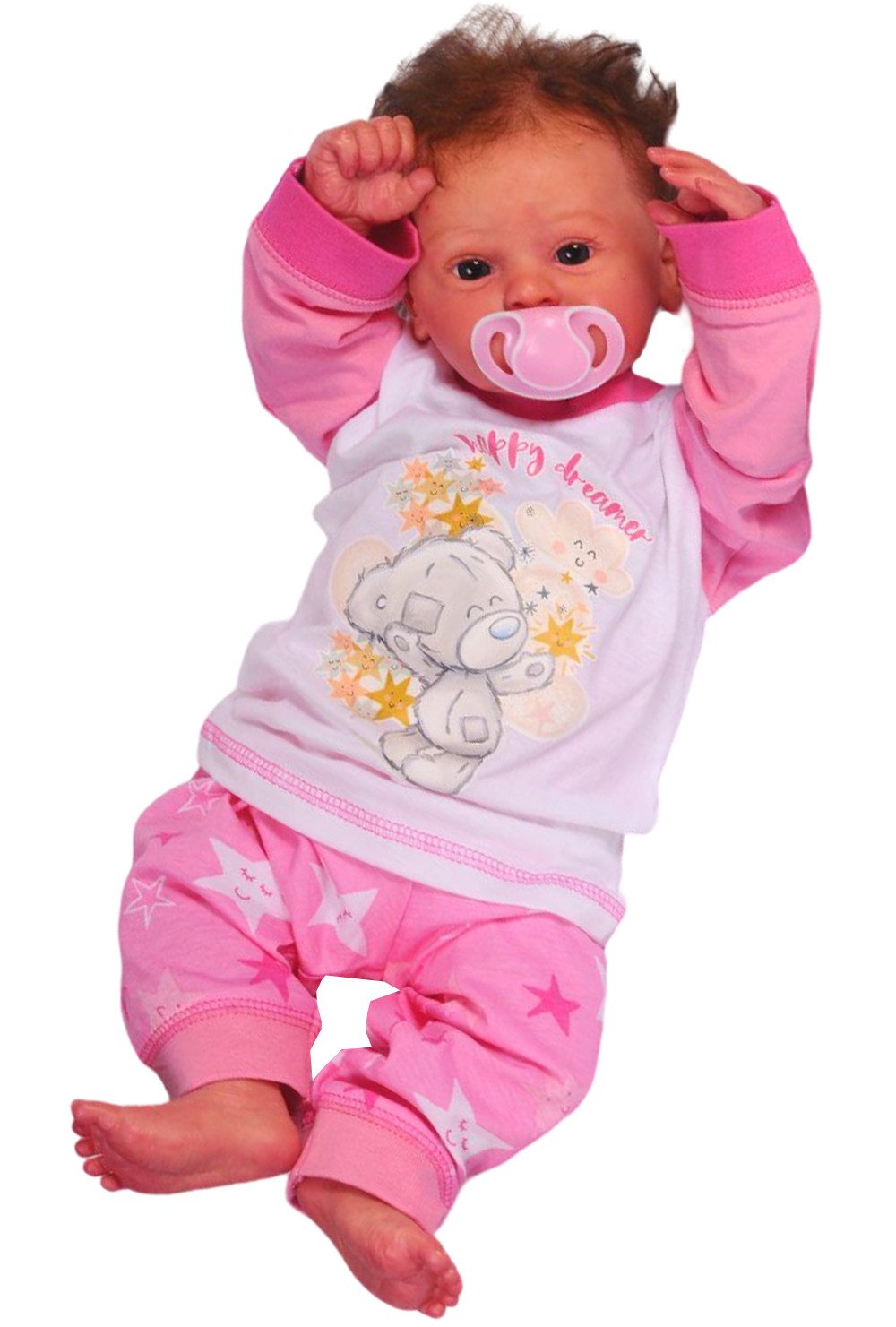 Schlafanzug Schlafanzug Pyjama für Babys und Kinder in Weiß Rosa aus reiner Baumwolle, 62 68 74 80 86 92 98