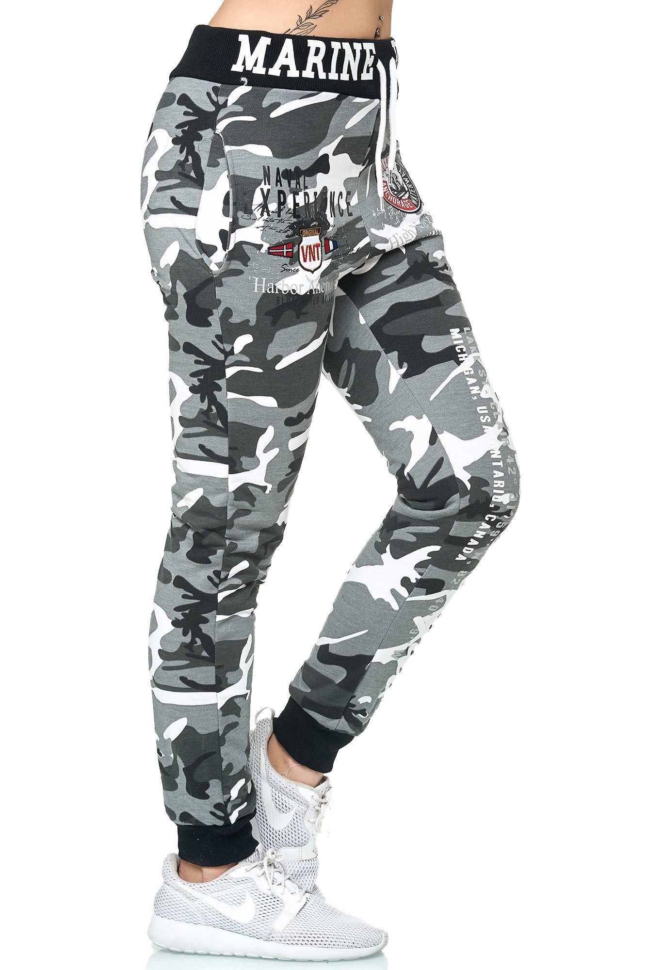L.gonline Jogginghose Damen JoggingHOSE lang, Trainingshose Baumwolle, Sporthose mit Bündc (Sweatpants, 1-tlg) mit elastischem Bund