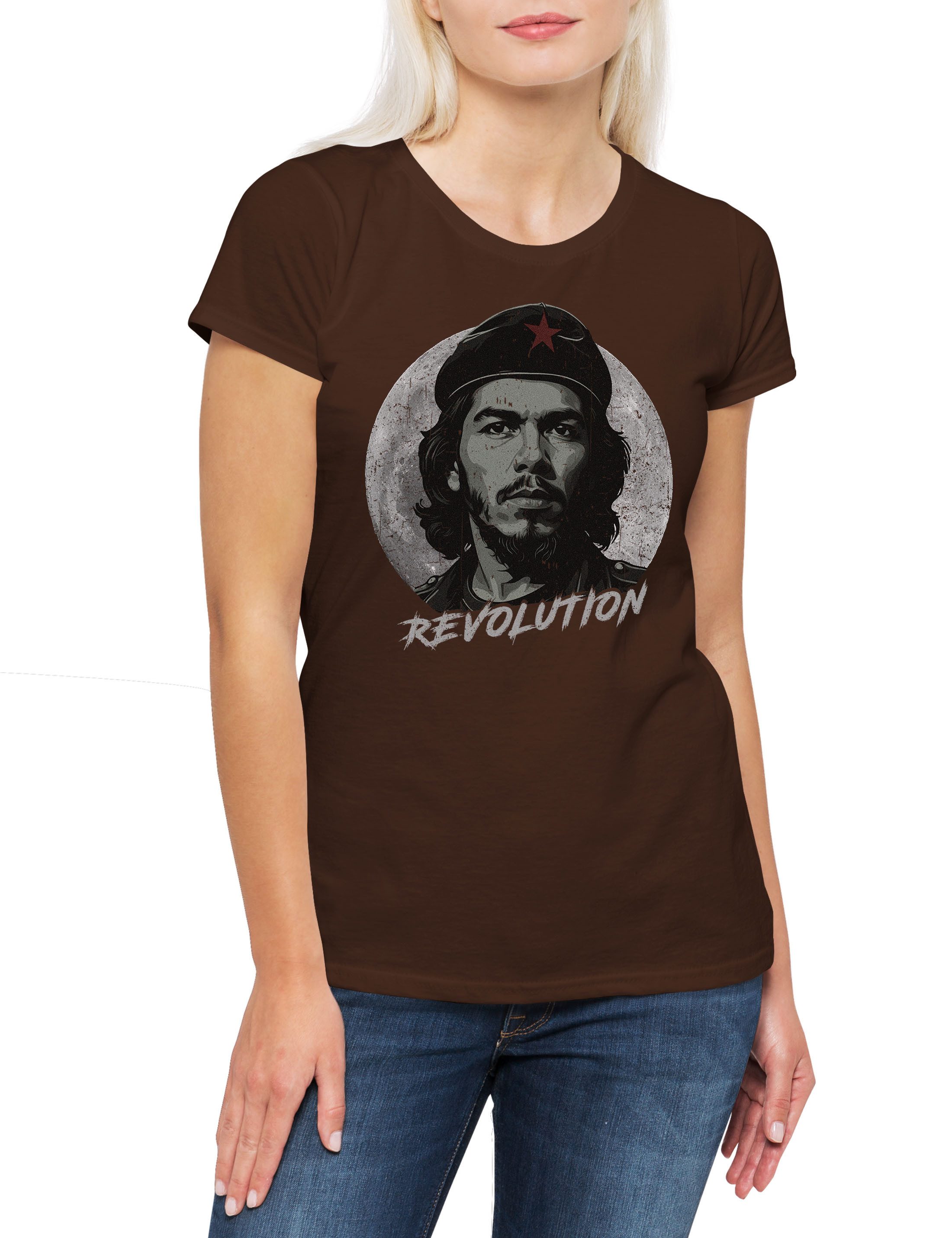 Print-Shirt Che Moon Damen T-Shirt Guerilla Cuba Castro Portrait Guevara Ernesto