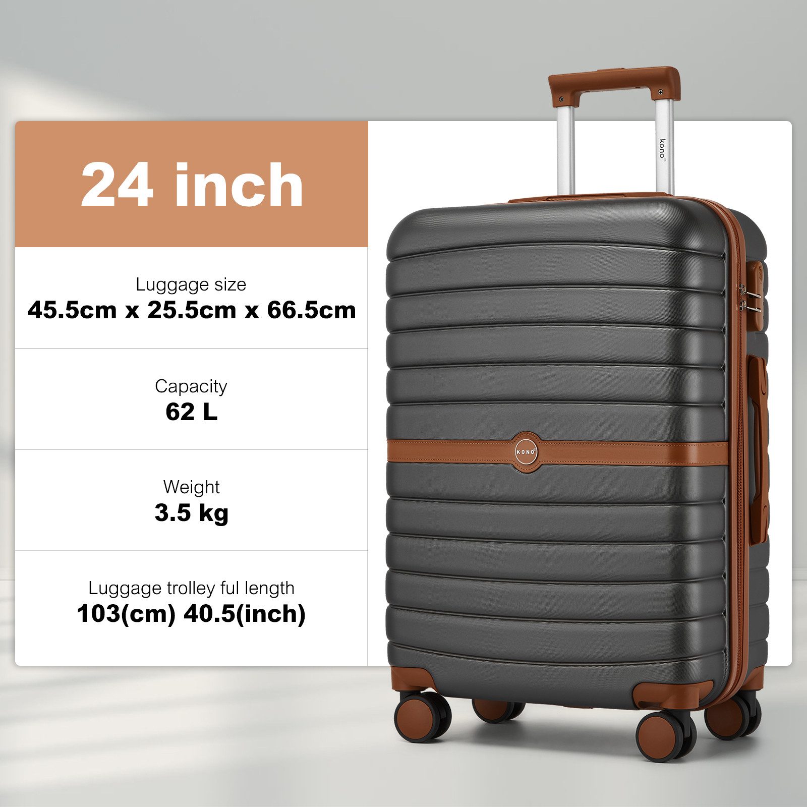 KONO Handgepäckkoffer Koffer Trolley ABS+PC Hartschalenkoffer günstig online kaufen