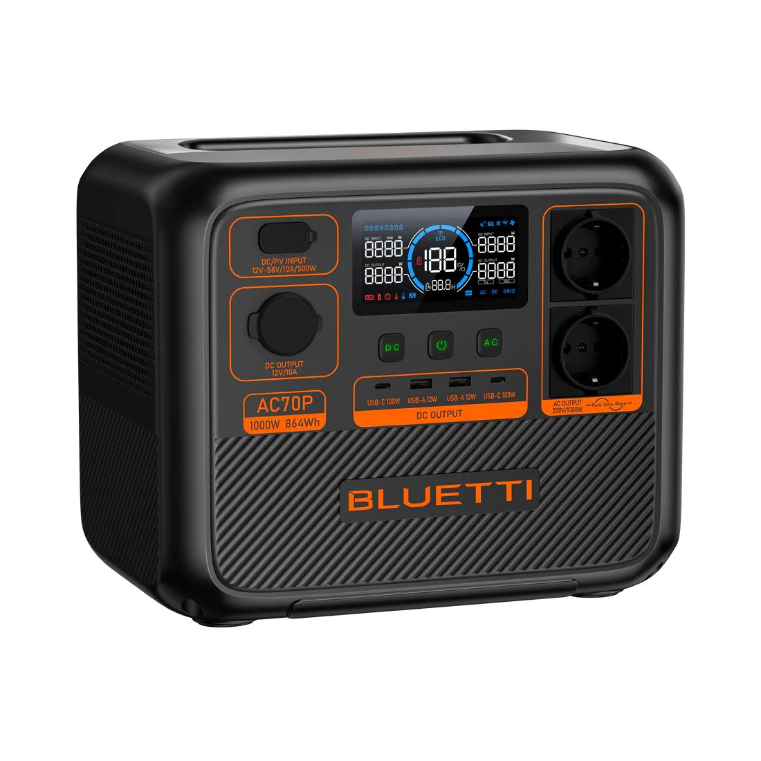 BLUETTI BLUETTI AC70P Portable Power Station, 1000W 864Wh Solar Power Bank