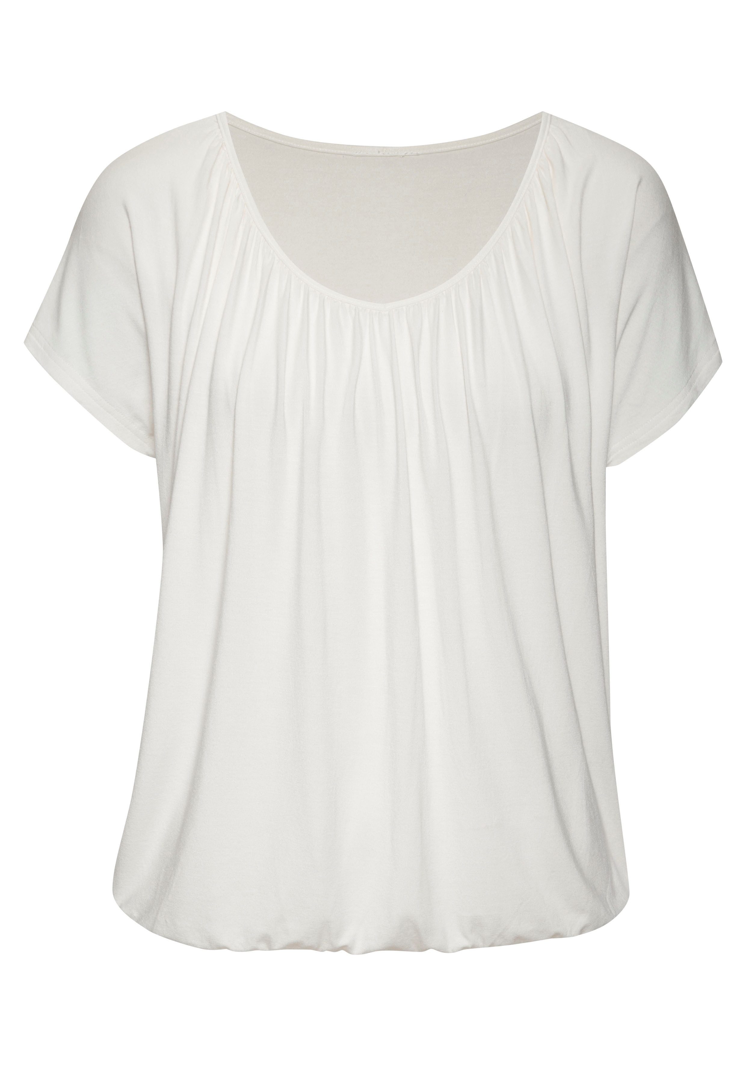 LASCANA Kurzarmshirt (1-tlg) mit Gummizug am Bund günstig online kaufen