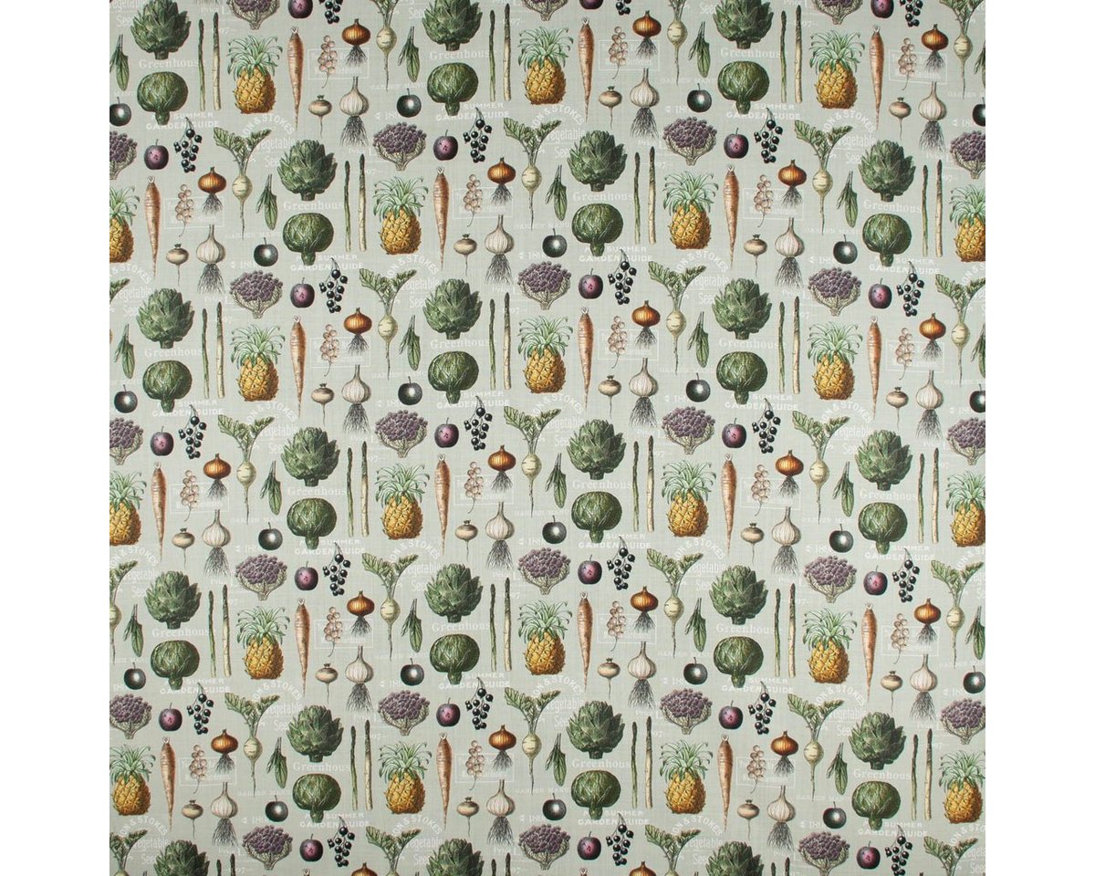 Thumbnail - SCHÖNER LEBEN. Stoff Baumwollstoff Dekostoff Jardinier Gemüse Obst grün 1,60m Breite