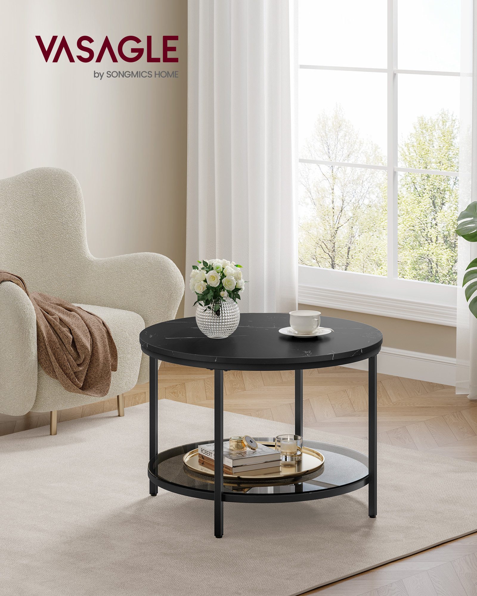 VASAGLE Couchtisch, Beistelltisch, Ø 65/80 x günstig online kaufen