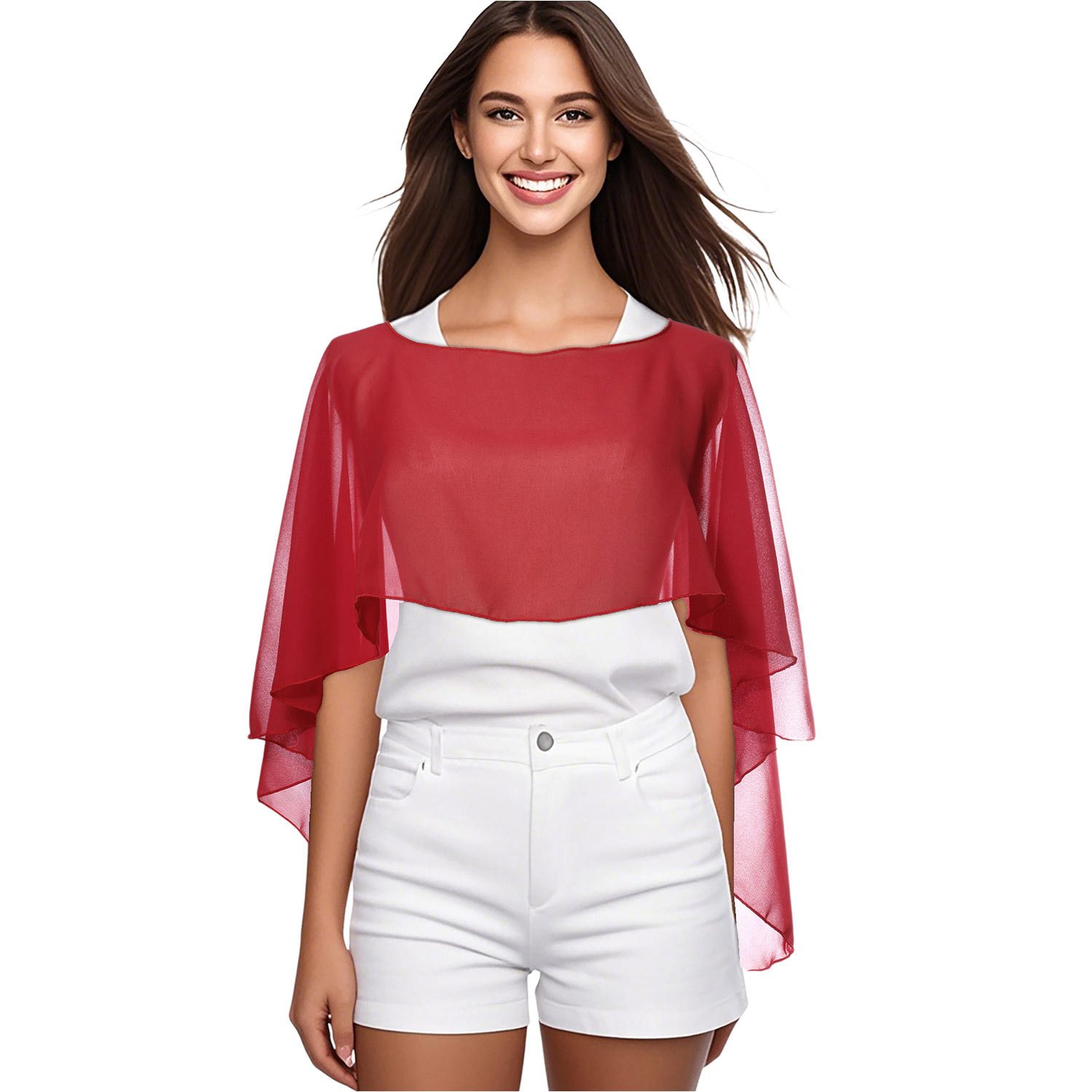 Refttenw Poncho Chiffon Poncho Damen Festlich Stola für Abendkleid, Luftig & Leicht Sommer Cape für Braut Hochzeit Brautkleid