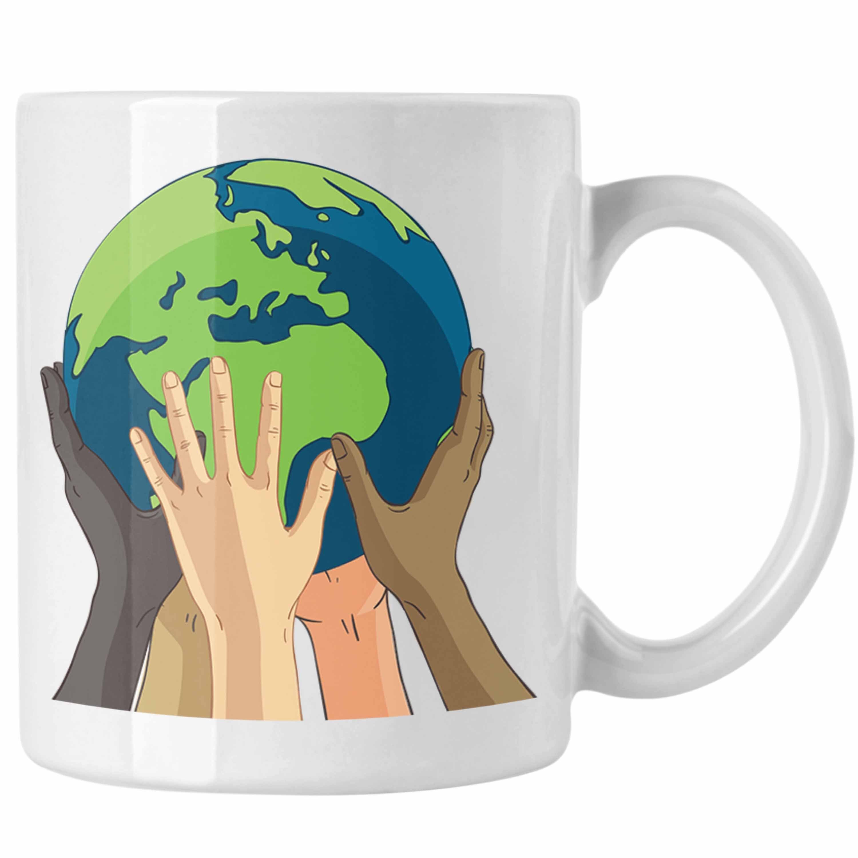 Trendation Tasse Welt Umwelt Aktivisten Tasse Geschenk Generation Retten Weiss