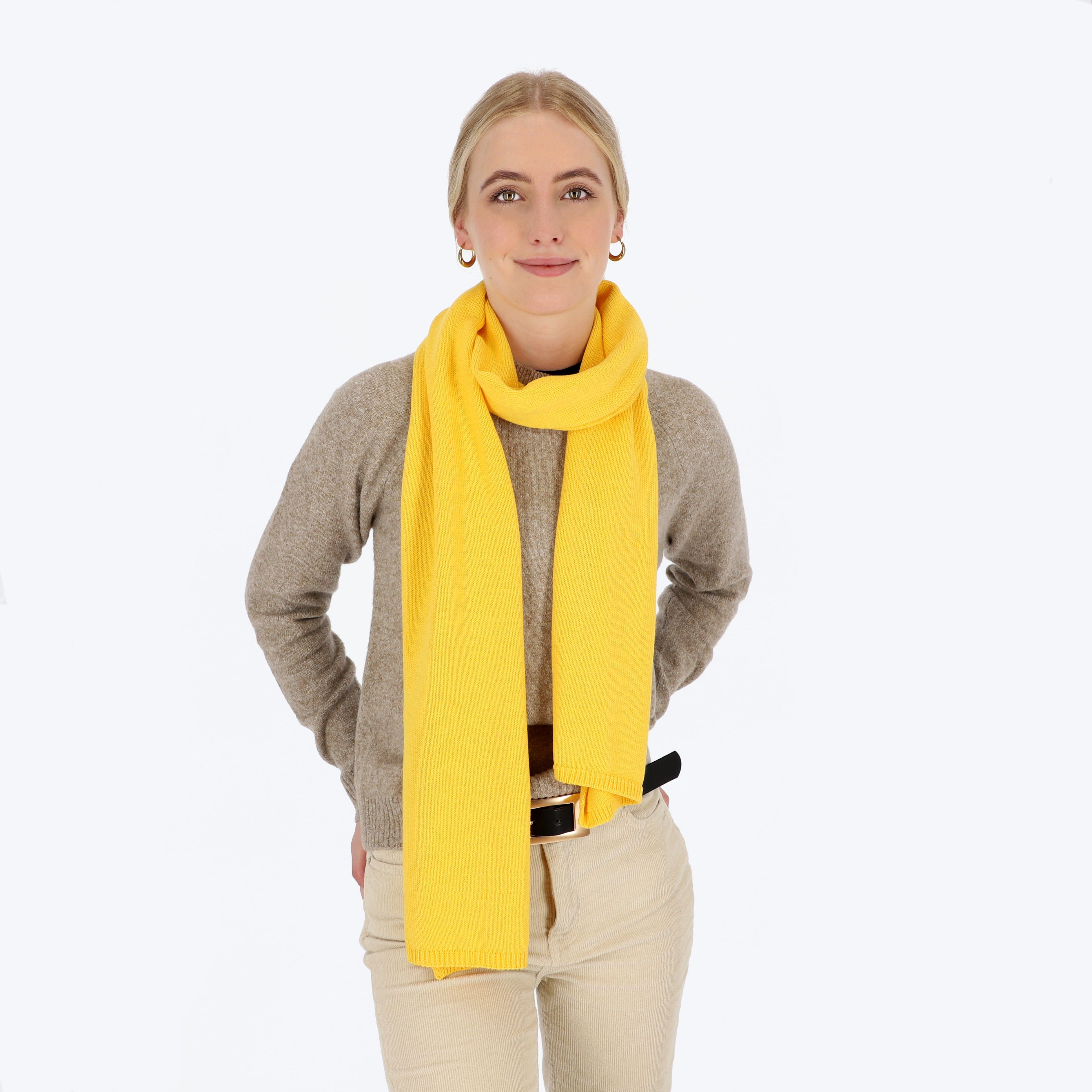 halsüberkopf Accessoires Strickschal Feinstrick aus reiner Baumwolle, Made in Germany gelb