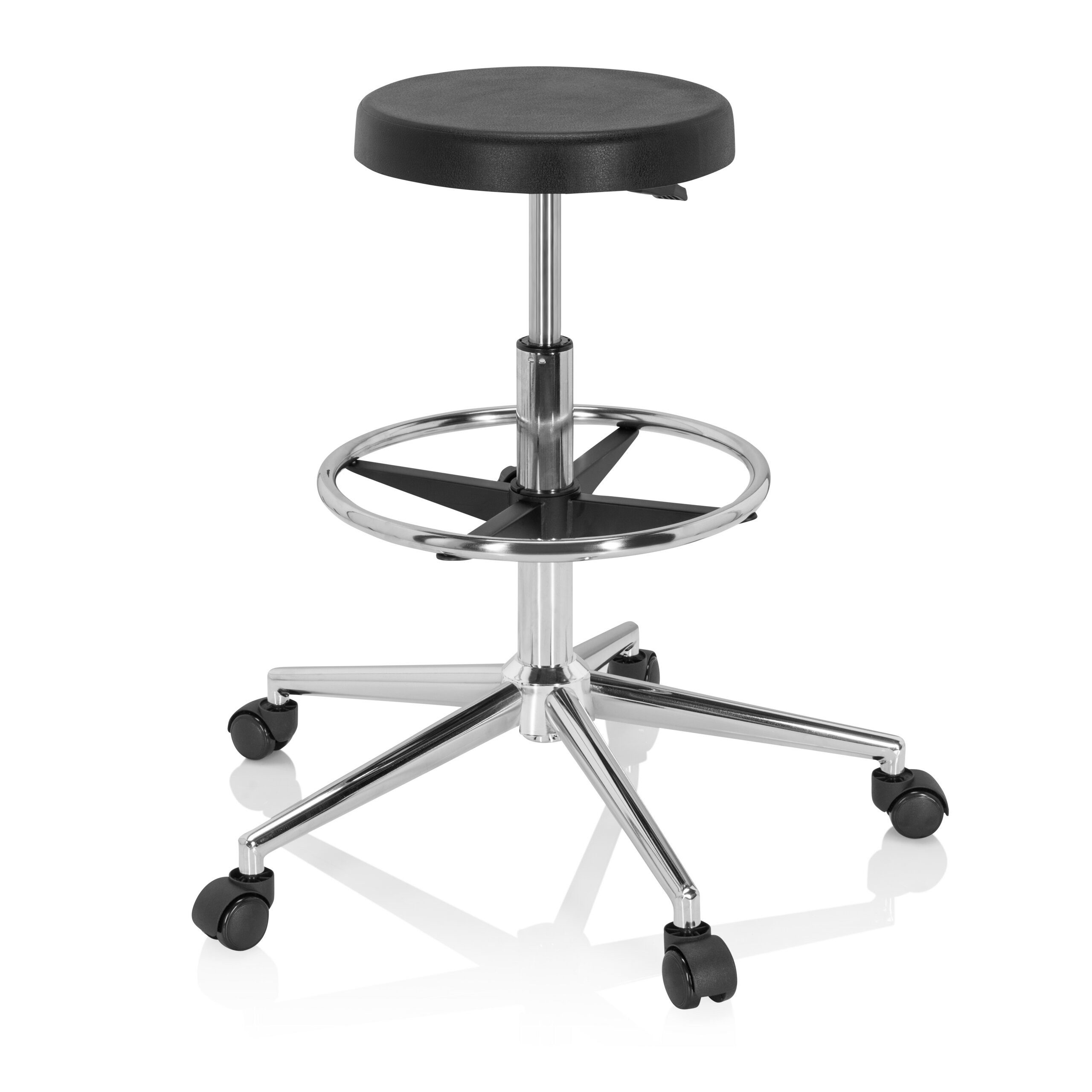 hjh OFFICE Arbeitshocker TOP WORK 14 I Sitzhocker Hartschaum Höhe, Drehhocker Bürohocker mit Fußring, höhenverstellbar, Hartschaum Sitz