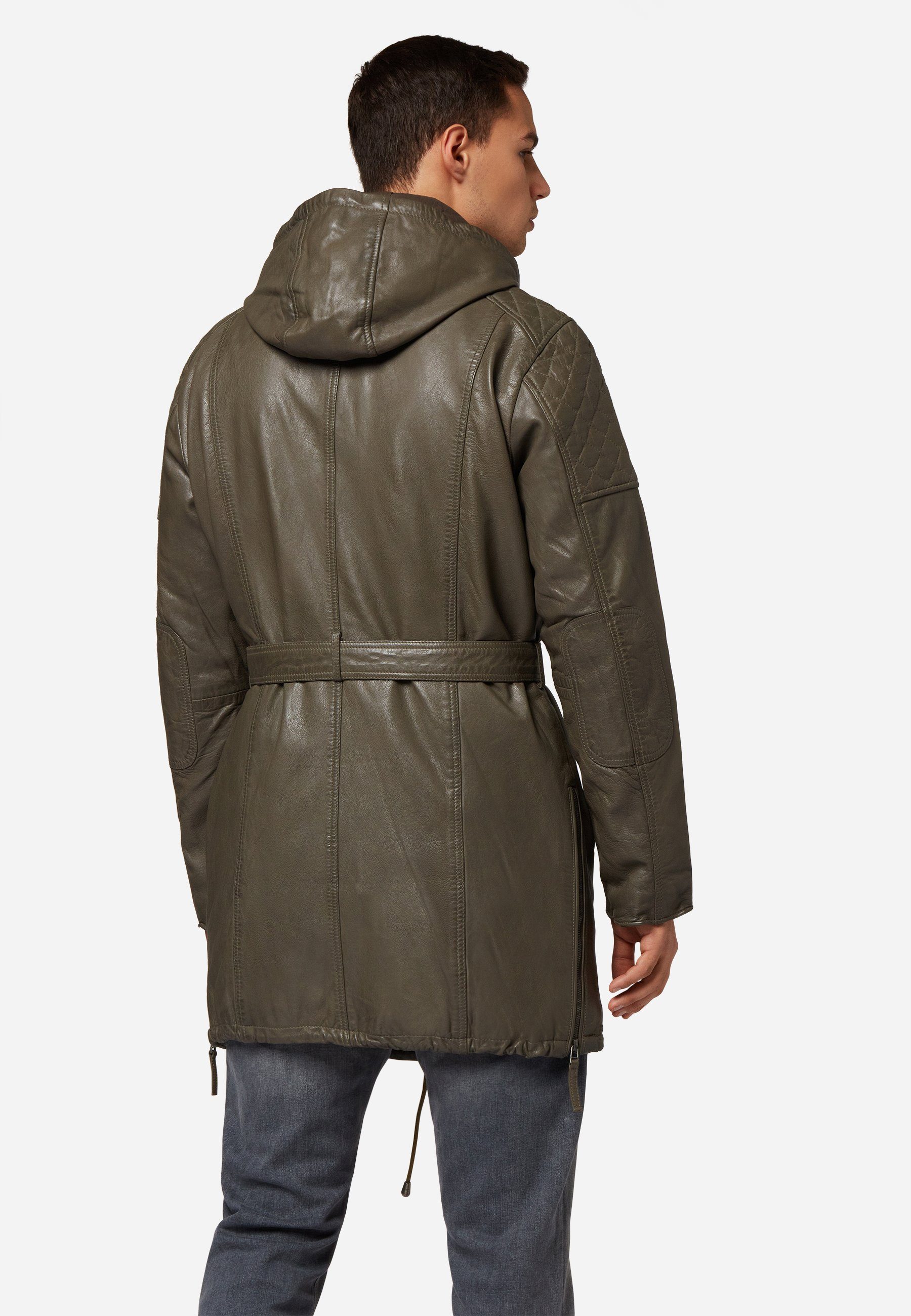 RICANO Lederjacke Sheena-M Im Parka-Stil mit Reißverschluss und Knopfleiste schließbar
