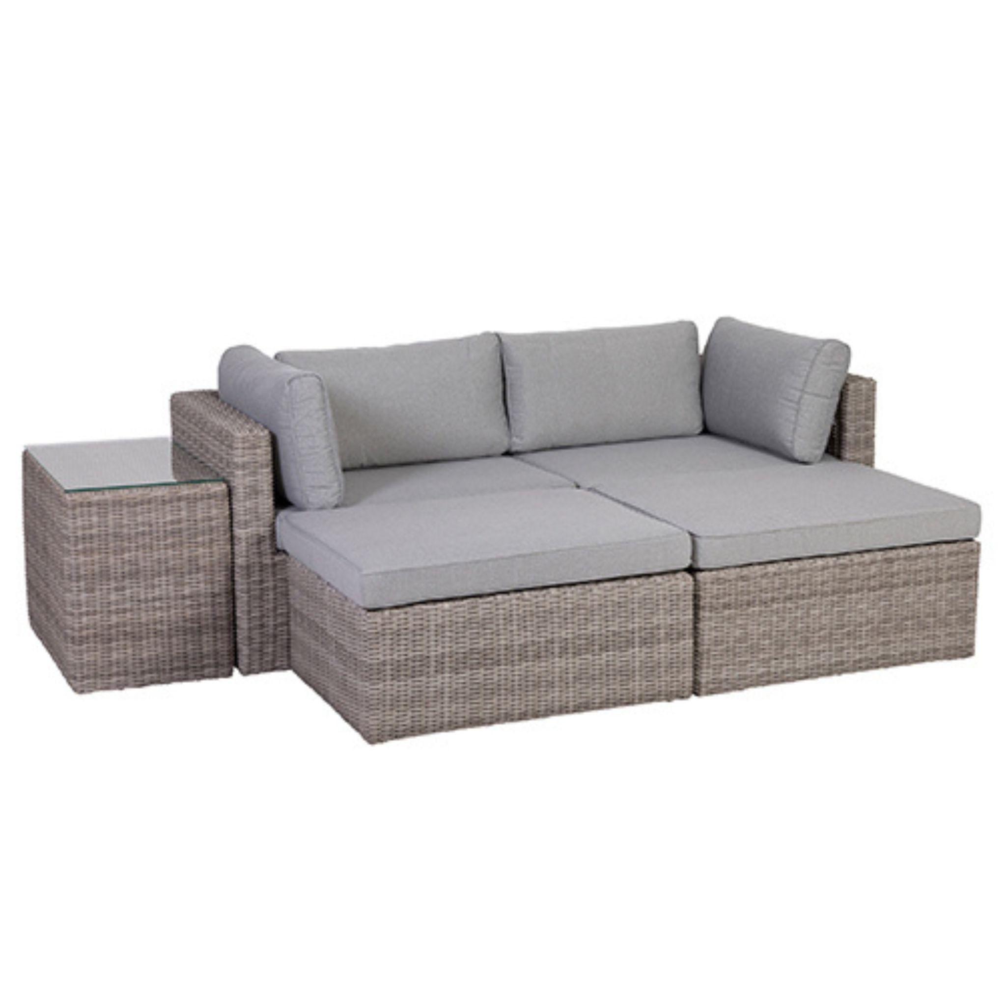 Greemotion Rattanlounge Olea 5-teilig, Loungeset mit Auflagen und Glastisch