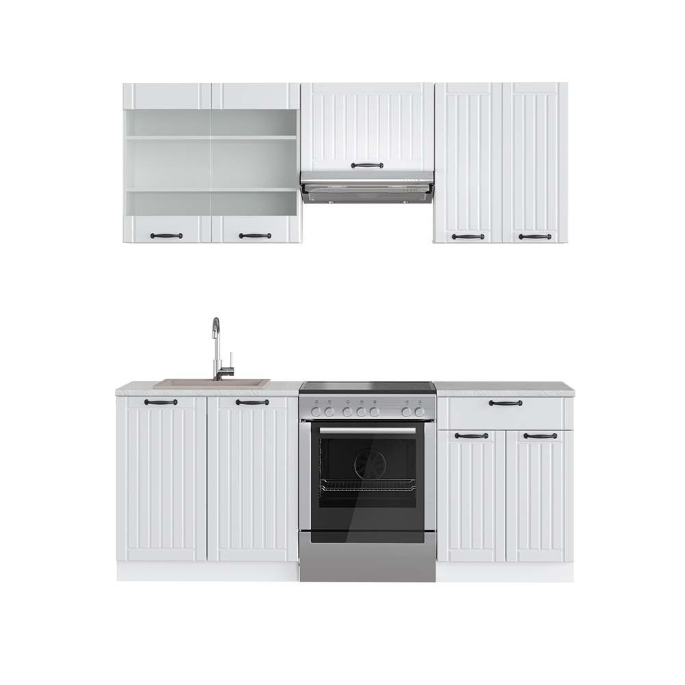 Vicco Küchenzeile Fame-Line, Weiß Landhaus/Anthrazit, 200 günstig online kaufen
