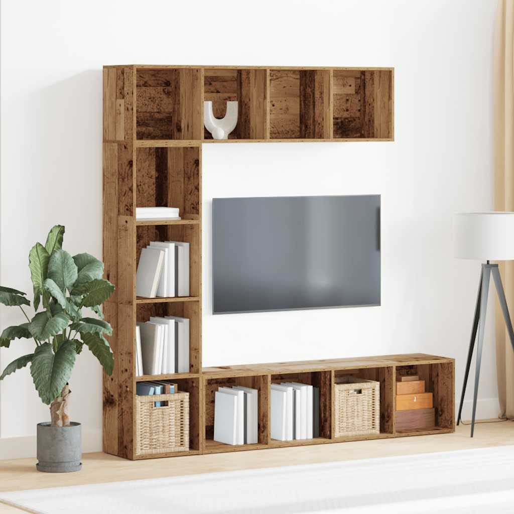 vidaXL Bücherregal Bücherschränke 3 Stück Altholz günstig online kaufen