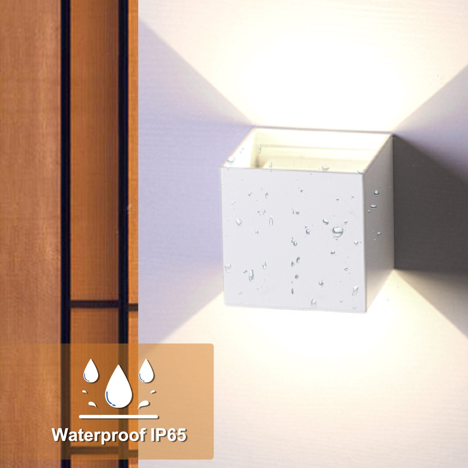 Wasserdicht Weiß integriert, fest IP65 Treppen Modern Wandleuchte 7W/12W, Wandleuchte Außen Wandstrahler LED Eingangsflur Lampe LED LED Wandlampe Warmweiß Clanmacy Square LED 12W Matt