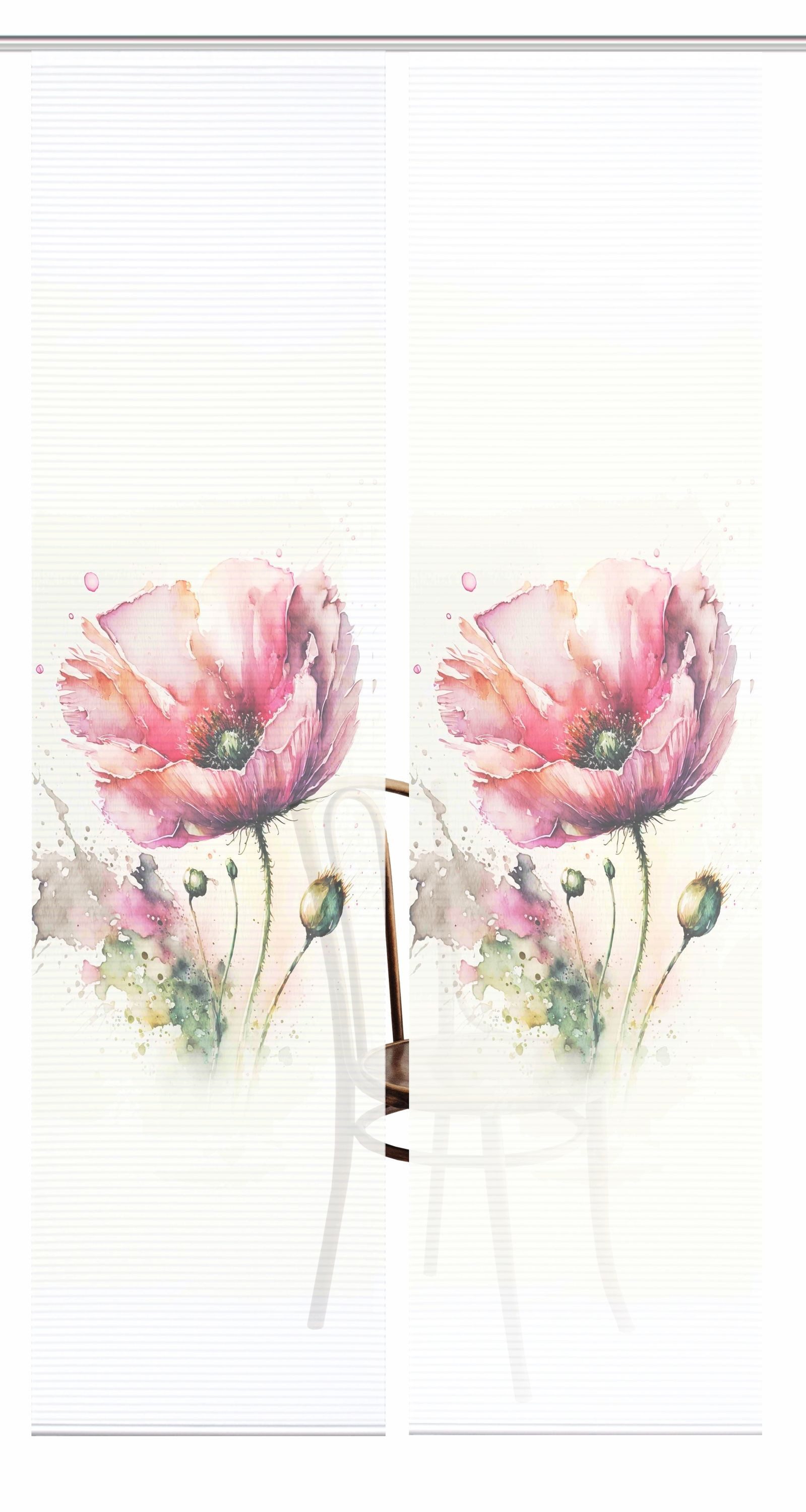 HOME WOHNIDEEN Schiebegardine HIG Schiebegardine MELIORA, recycelt, Moonblume auf Bambusoptik 245x60 (2 St), halbtransparent, Polyester (recycelt) Polyester