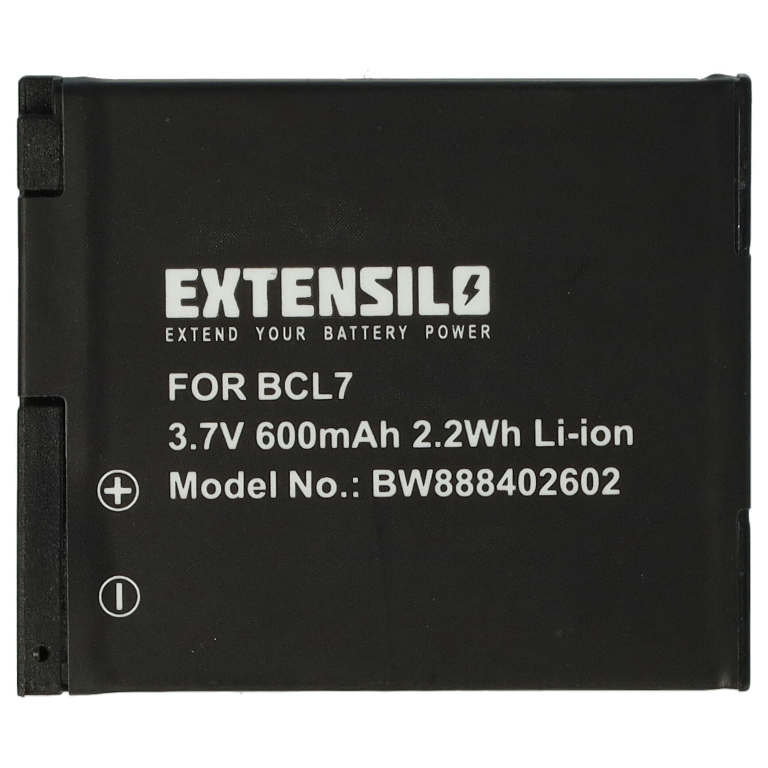 Extensilo Ersatz für Panasonic DMW-BCL7, DMW-BCL7E für Kamera-Akku Li-Ion 600 mAh (3,7 V)