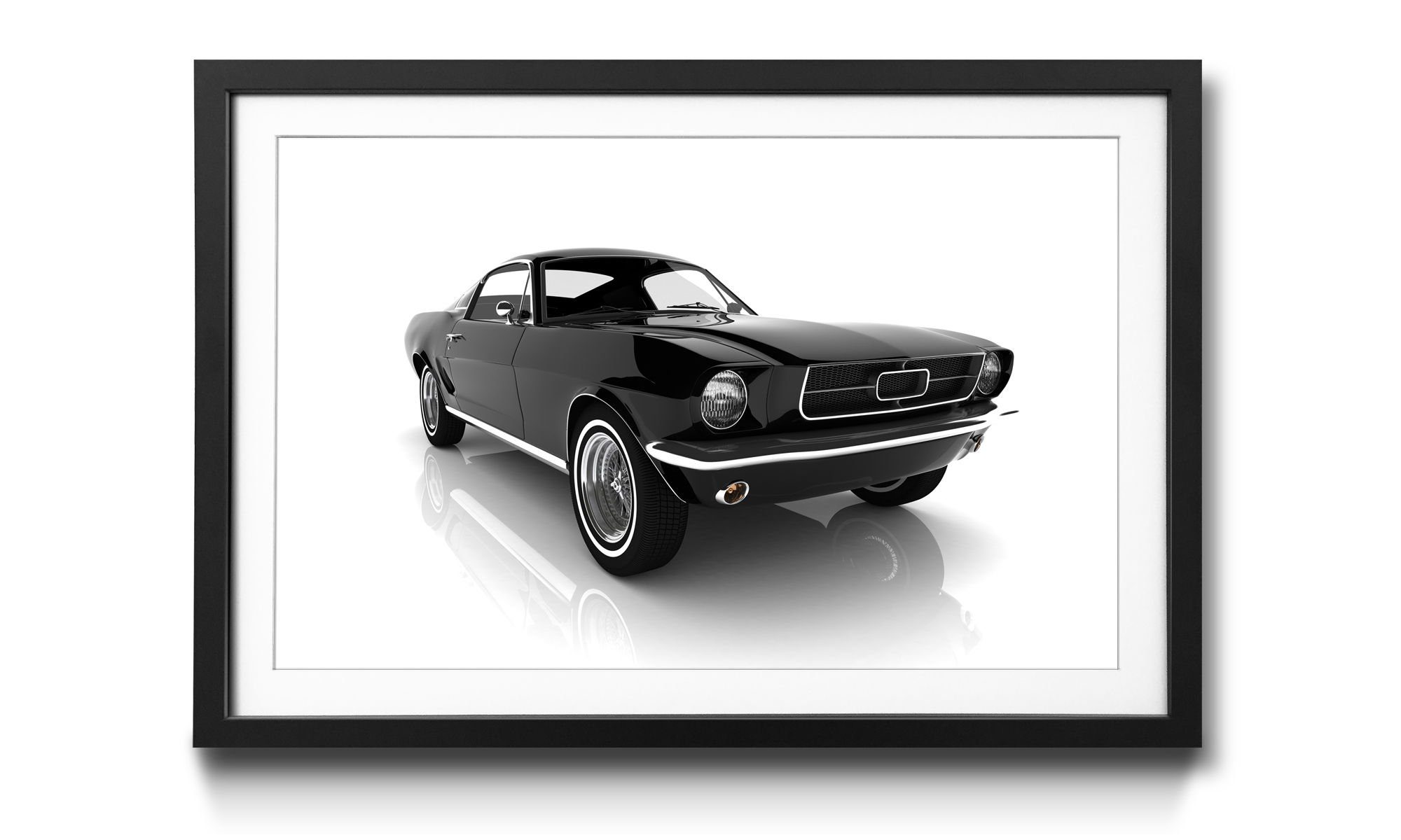 Uhrengeschäft WandbilderXXL Bild mit Rahmen erhältlich Mustang, 4 in Größen Wandbild, Auto