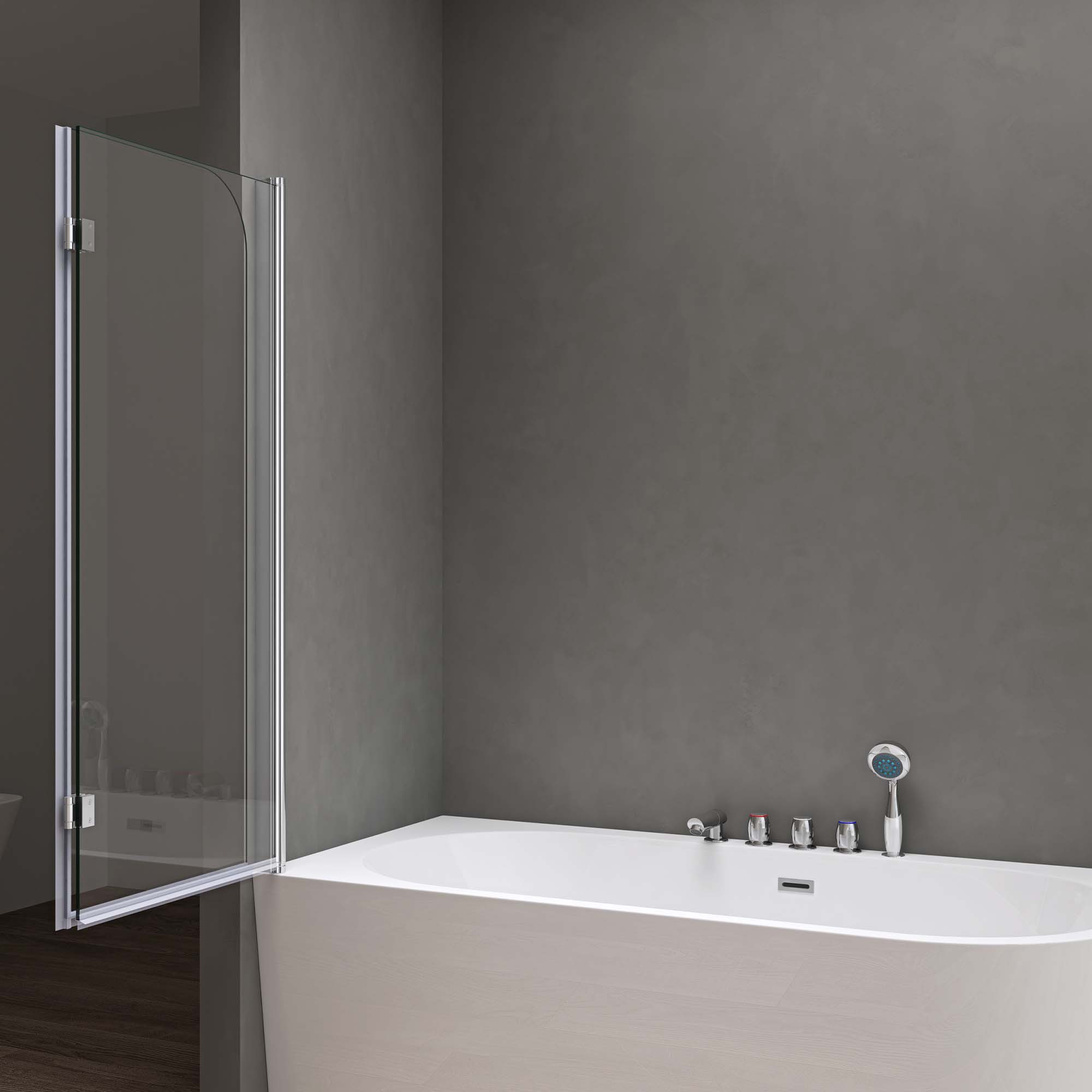 doporro shower screen for bathtub, bathtub screen including nano-sealing, 6mm tempered safety glass, 6mm single-pane safety glass, self-cleaning nano-coating