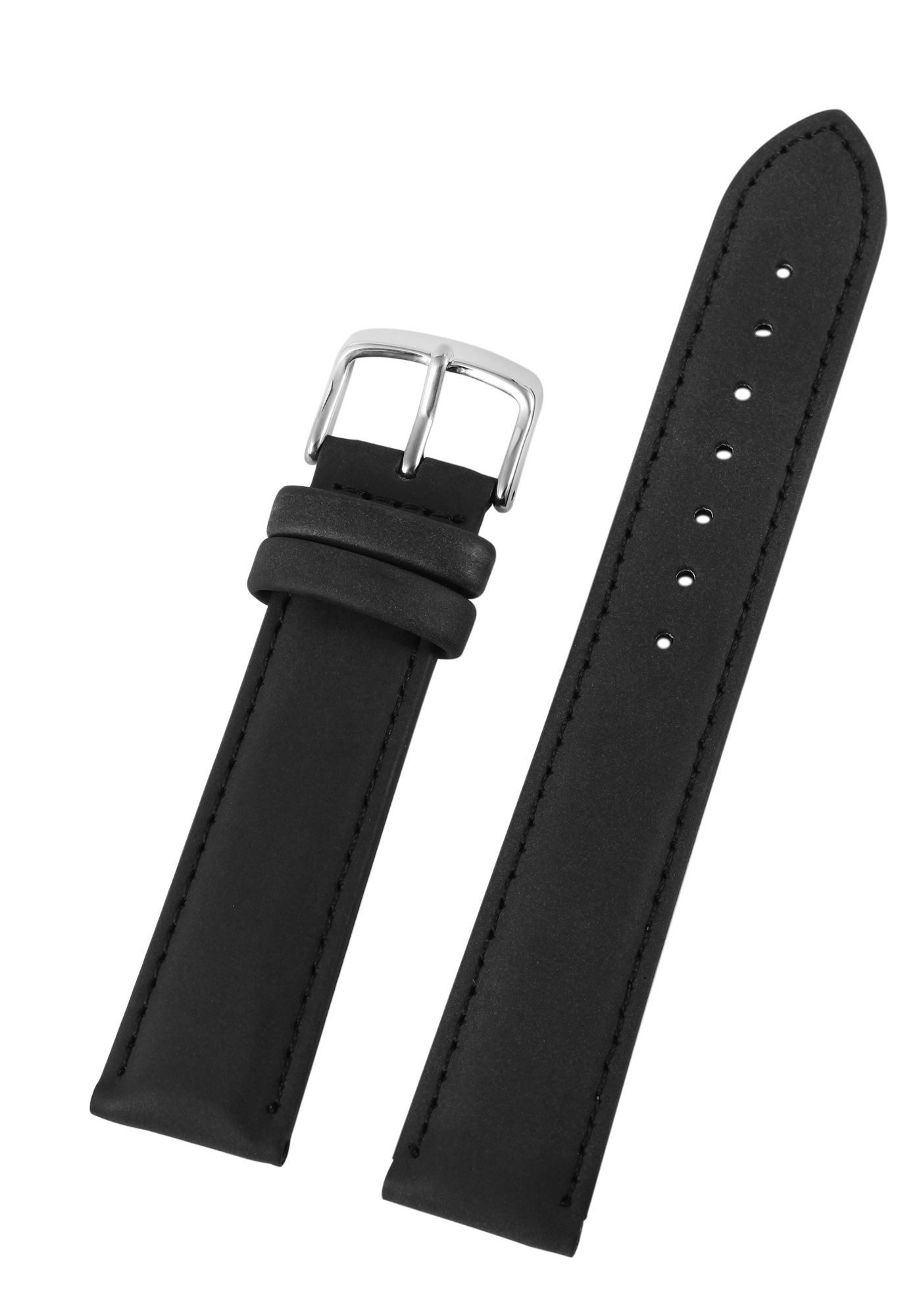 STEINMEISTER Uhrenarmband Ersatzarmband aus Echtleder - Schwarz - genäht - 18- 24 mm