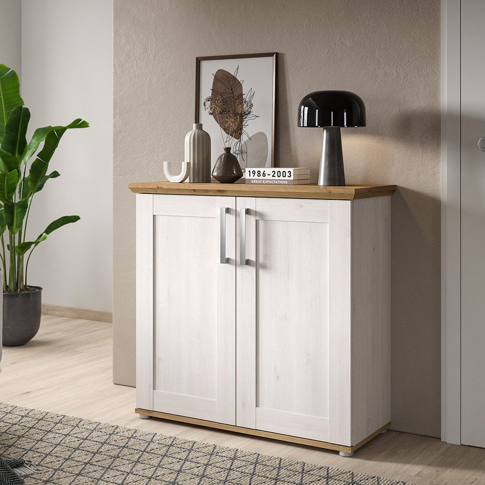 Lomadox Kommode VISOKO-158, 95 cm breit in Lärche & Eiche, Landhaus-Stil