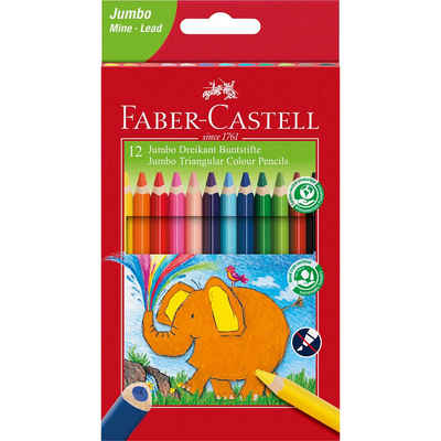 Faber-Castell Buntstift 12 Buntstifte JUMBO Dreikant farbsortiert
