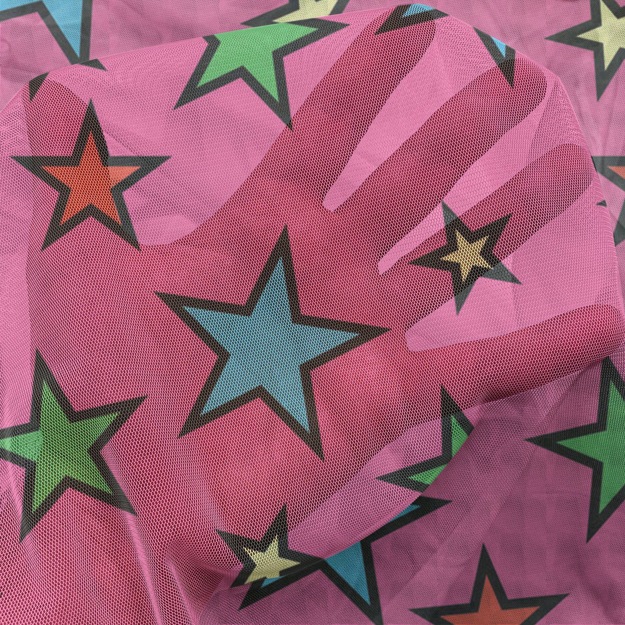Gardine schiere Pink Hochzeit Panels, Drapierung Sterne Abakuhaus, Bunt für 2 Party Retro