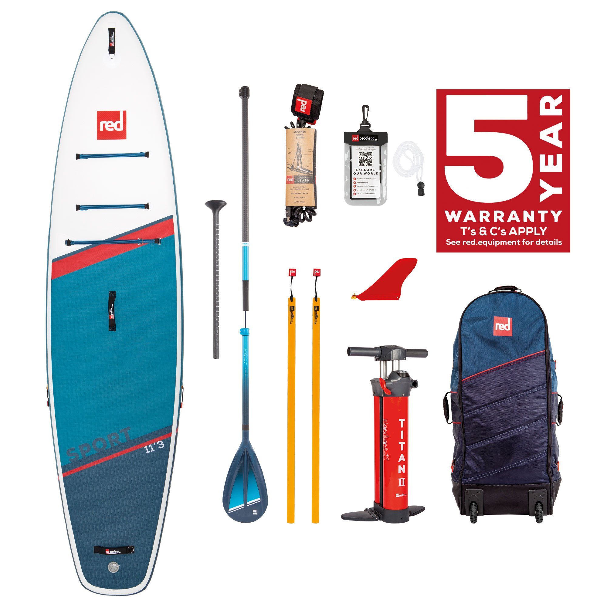 Red 11'3" SPORT Paddle Paddle x Red x SUP SUP-Board 32" Co 4,7" SET