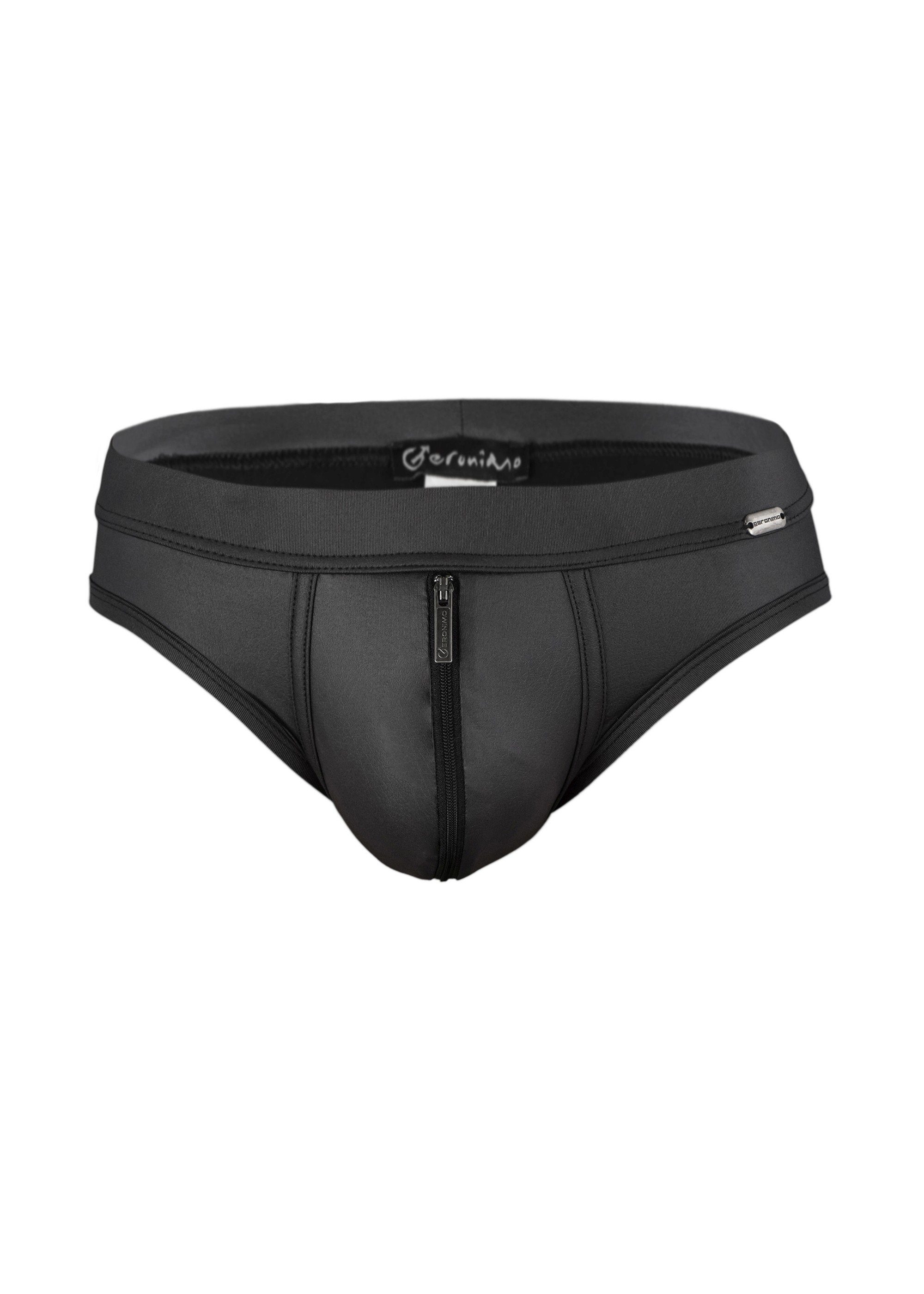 Geronimo Slip Erotic Mission Slip mit Reißverschluss Black (Slip, 1-St., Lederoptik)