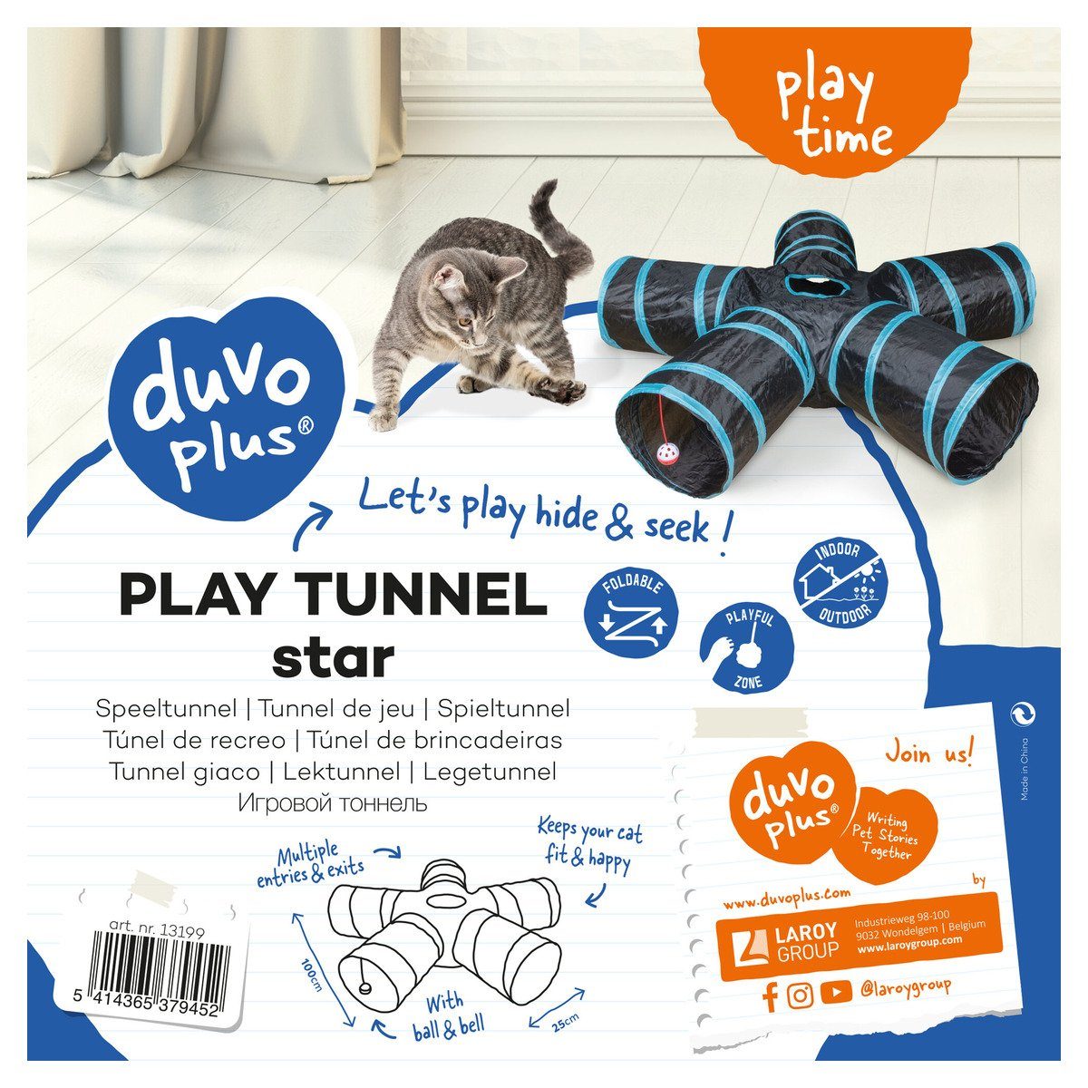Thumbnail - DUVO+ Tiertunnel Spieltunnel Star blau/schwarz