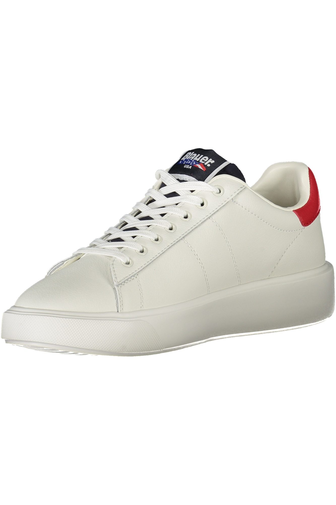 Blauer Sneaker Weißer Herrensportschuh mit kontrastierenden
