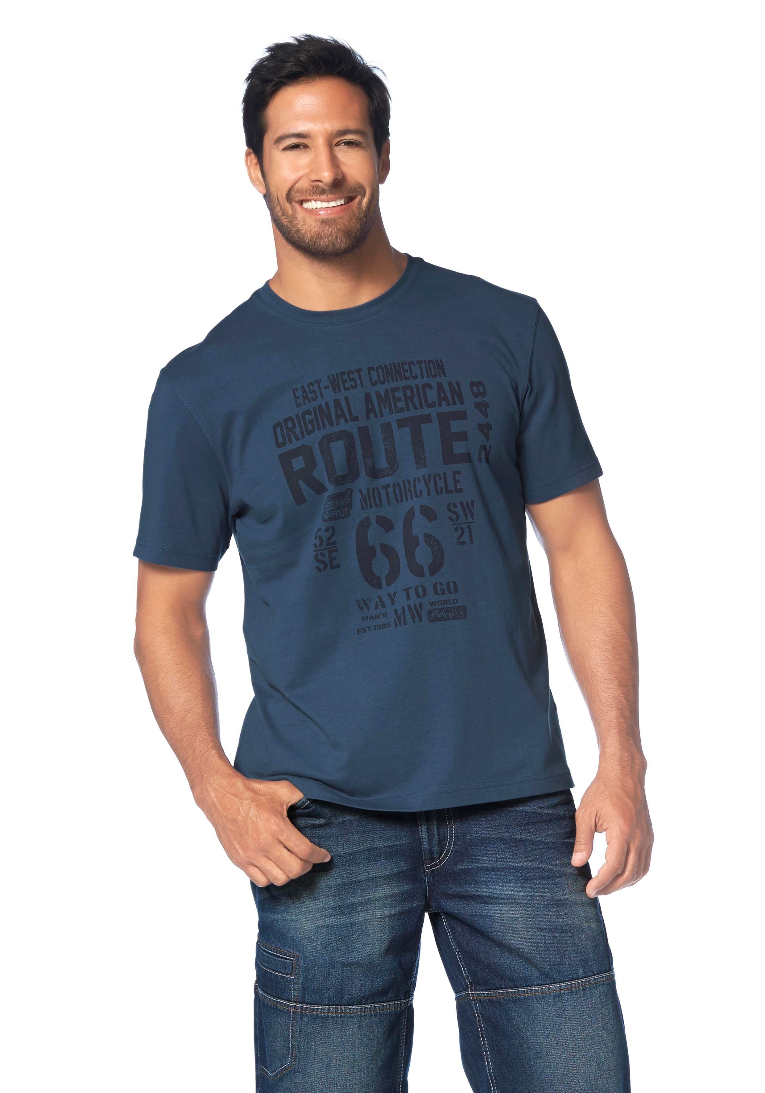 Großer Print World T-Shirt rauchblau Man's