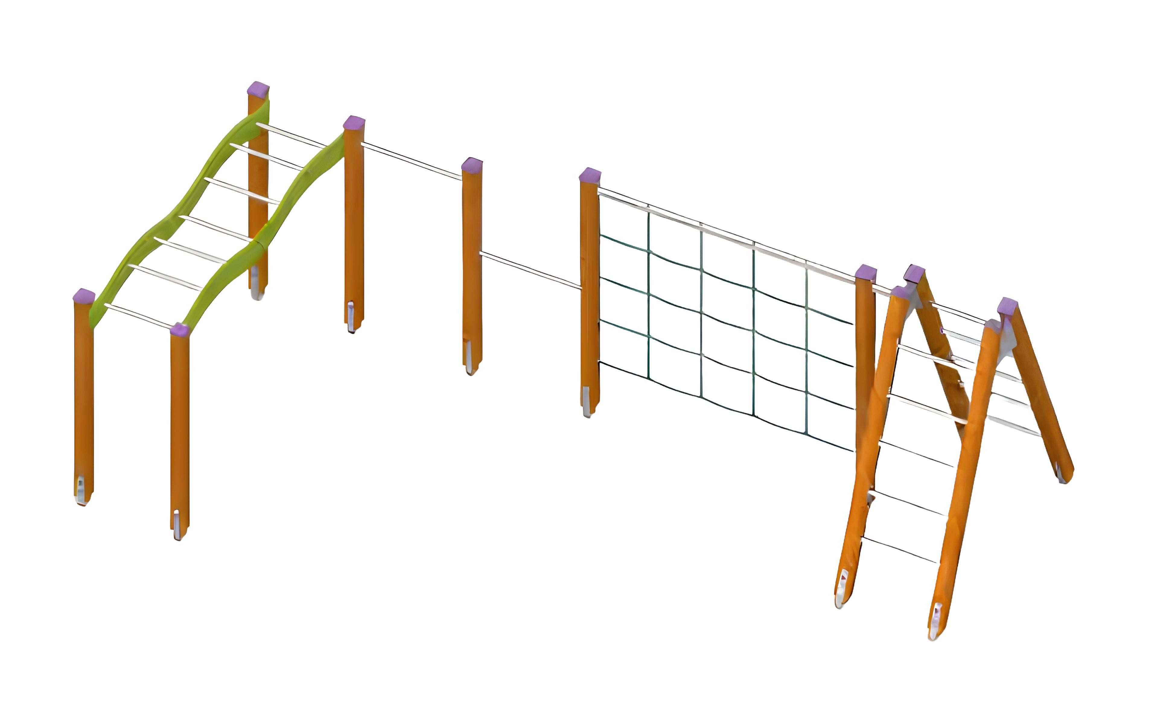 Xlmoebel Klettergerüst Kletterspielkombination mit Seilweg und Brückenstruktur, (Kletterspielkombination, Spielplatz), Hergestellt in Europa