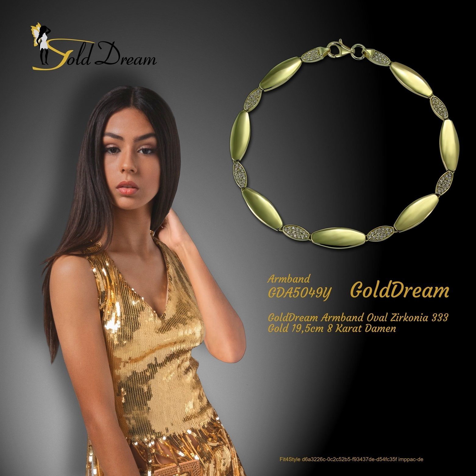 GoldDream Goldarmband GoldDream Armband Gelbgold Farbe: ca. - (Armband), Damen weiß Zirkonia 333 333 Gold Oval 8 gold, Armband 19,5cm, Karat