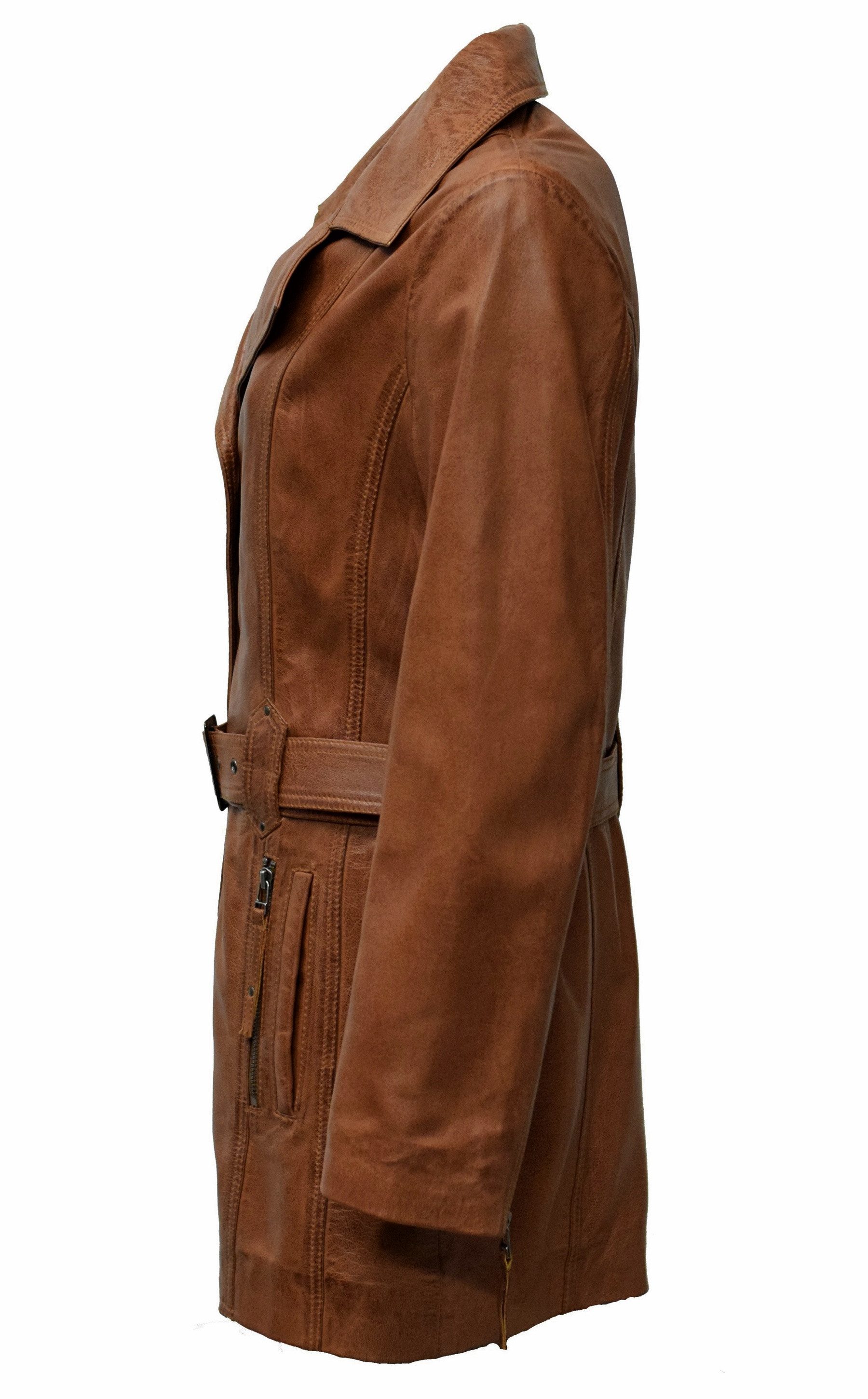 Zimmert Leather Ledermantel Kaja weiches Lammnappa Washed Bordo Rot, Cognac günstig online kaufen