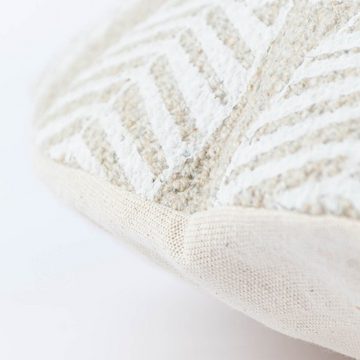 BOLTZE Dekokissen Bodenkissen Mandala aus Baumwolle rund natur weiß 56cm