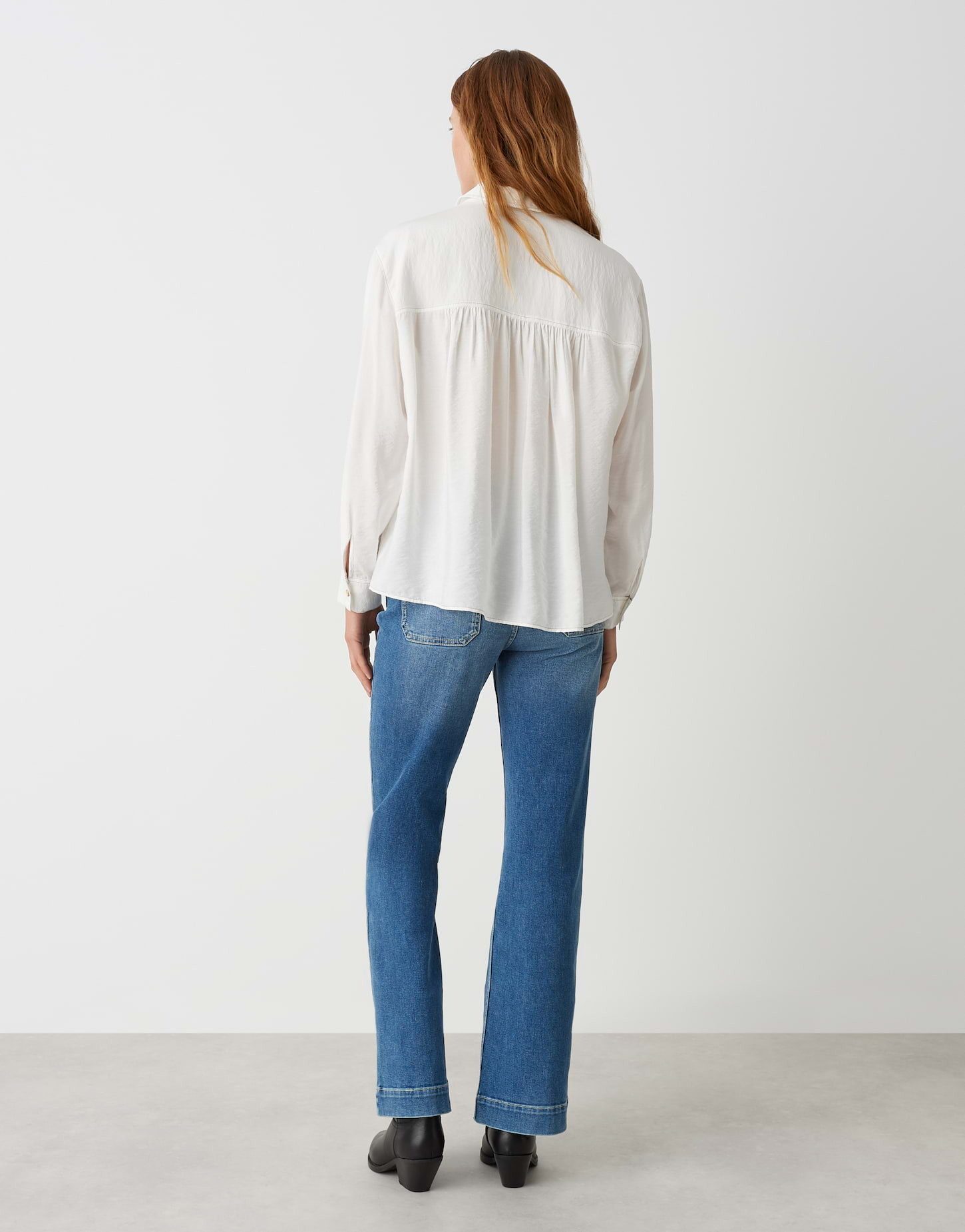 OPUS Hemdbluse FAMIGA Loose aus glänzendem Viskose Mix