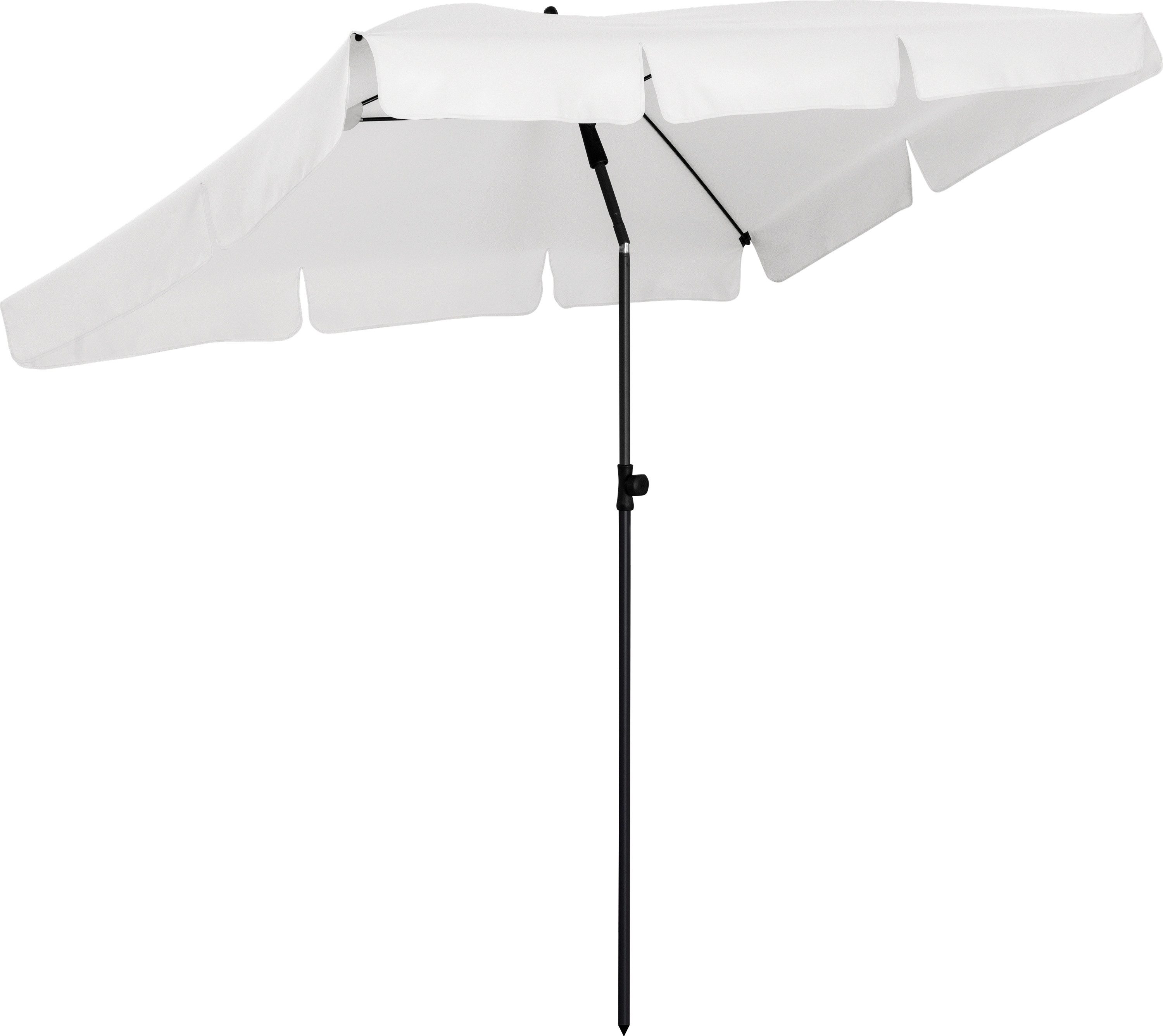FARE Sonnenschirm R, höhenverstellbar, 200 x 122 cm, Rechteckig, UPF 50+, knickbar, Fiberglas, Volant, Tragefutteral